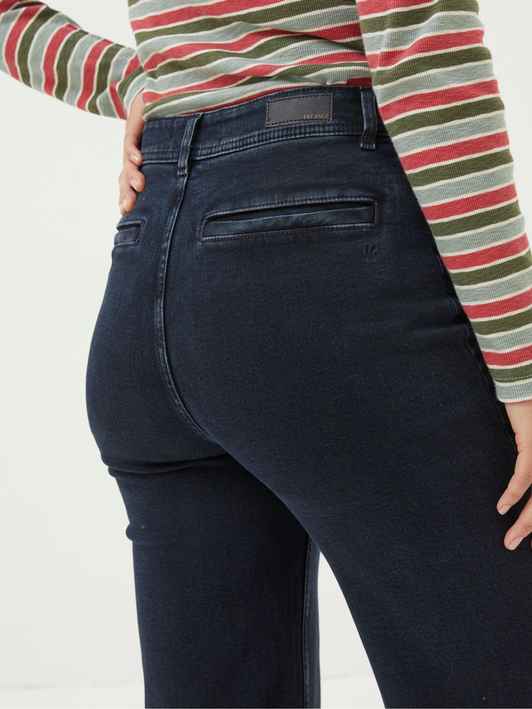 Dark Blue Wide Leg Crop Jeans - Image 4 of 5