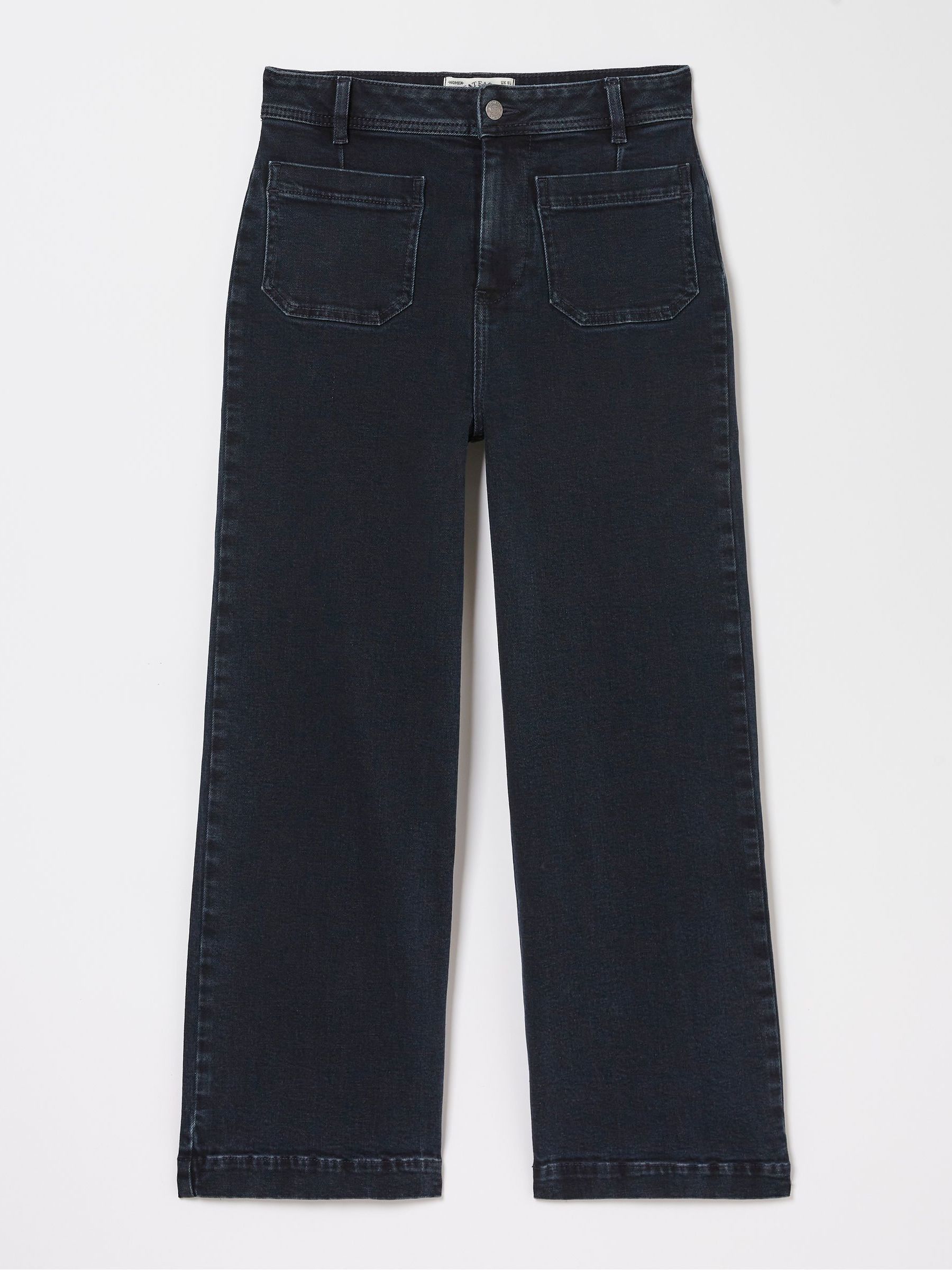 Dark Blue Wide Leg Crop Jeans - Image 5 of 5