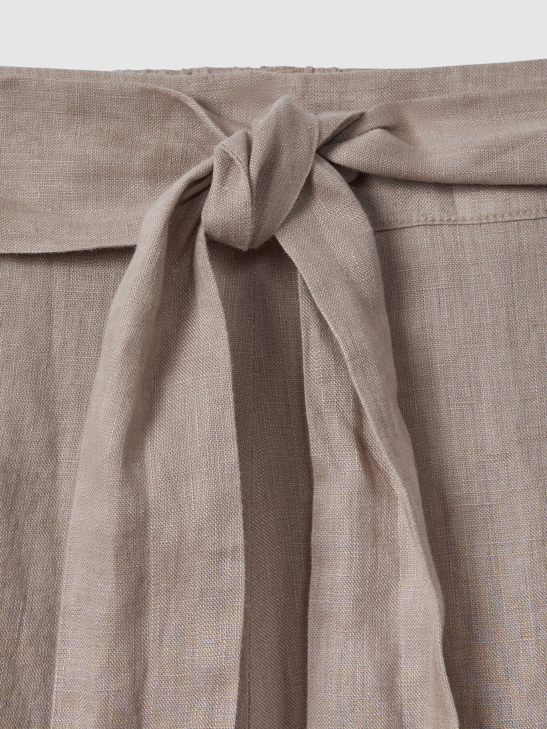 Linen Side Split Trousers in Taupe - Image 6 of 6