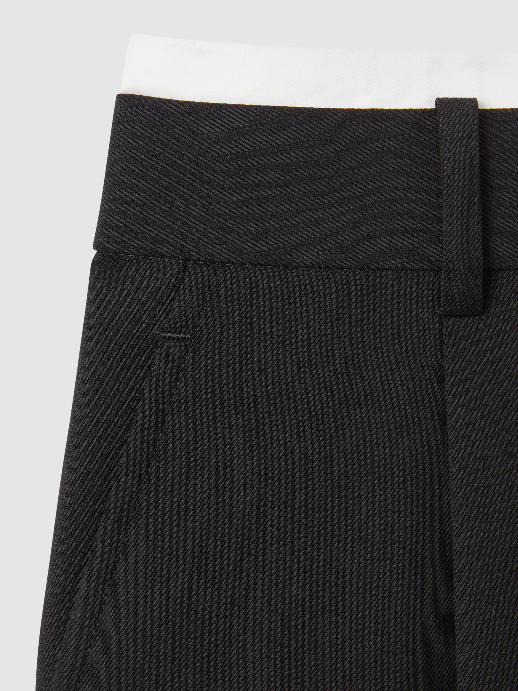 Tailored Wool Blend Contrast Trim Shorts in Black - Image 7 of 7