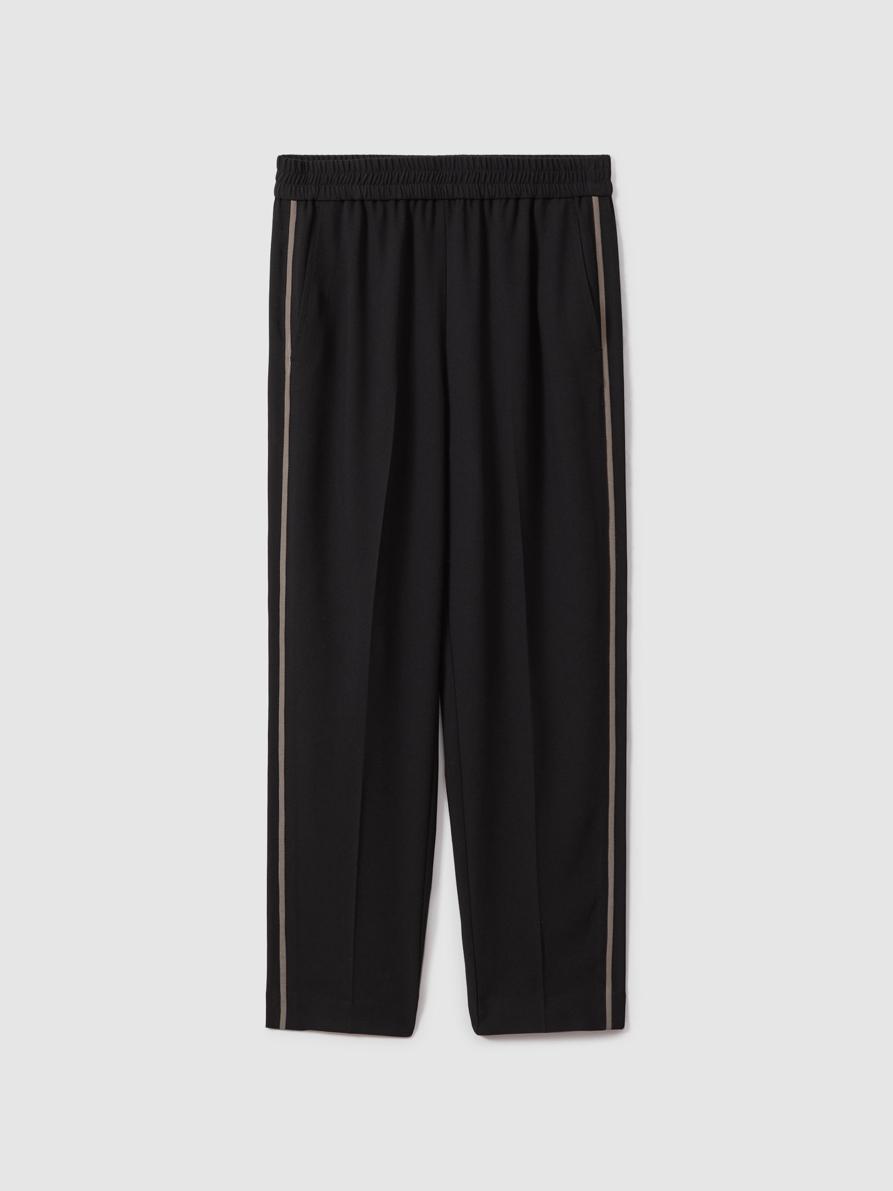 Elasticated Side Stripe Tapered Trousers in Black - Image 2 of 7