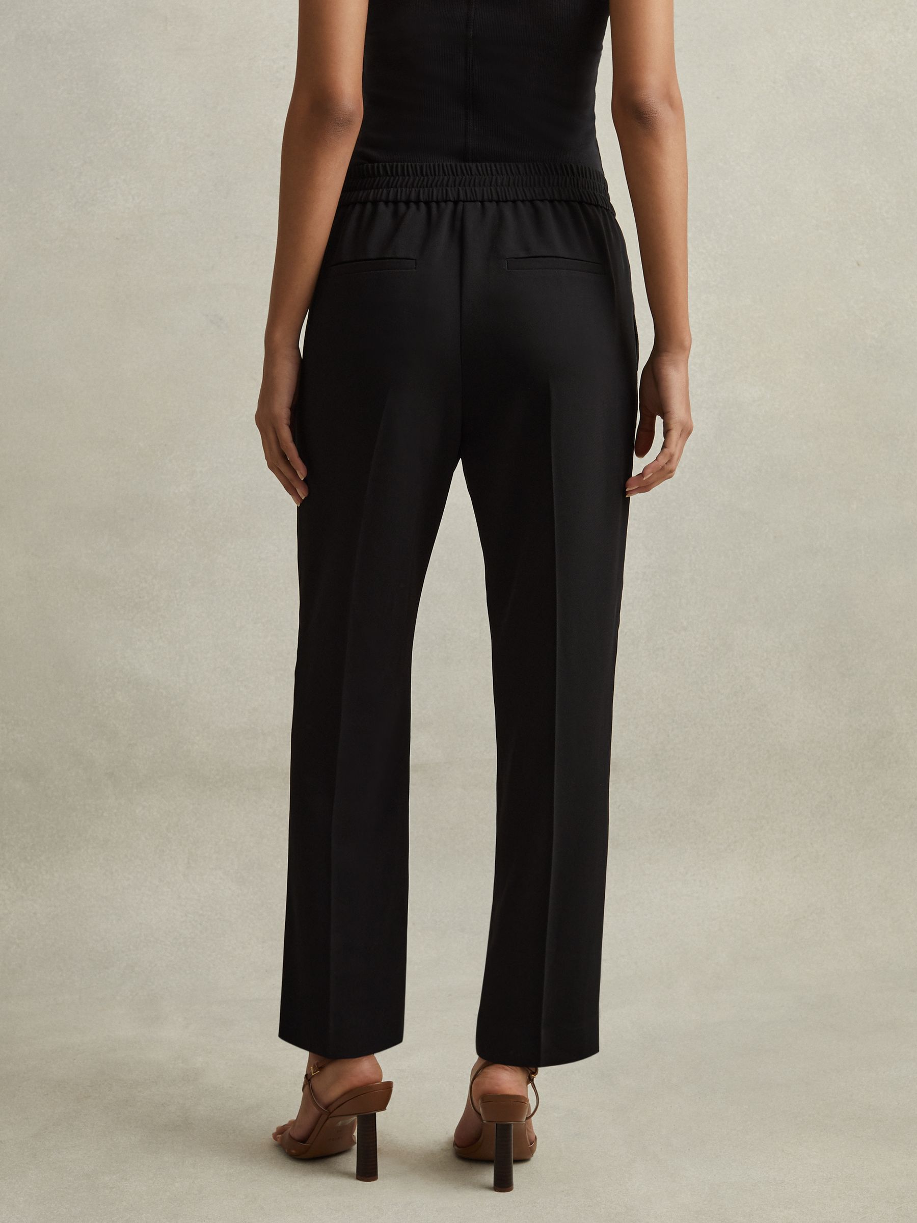 Elasticated Side Stripe Tapered Trousers in Black - Image 6 of 7