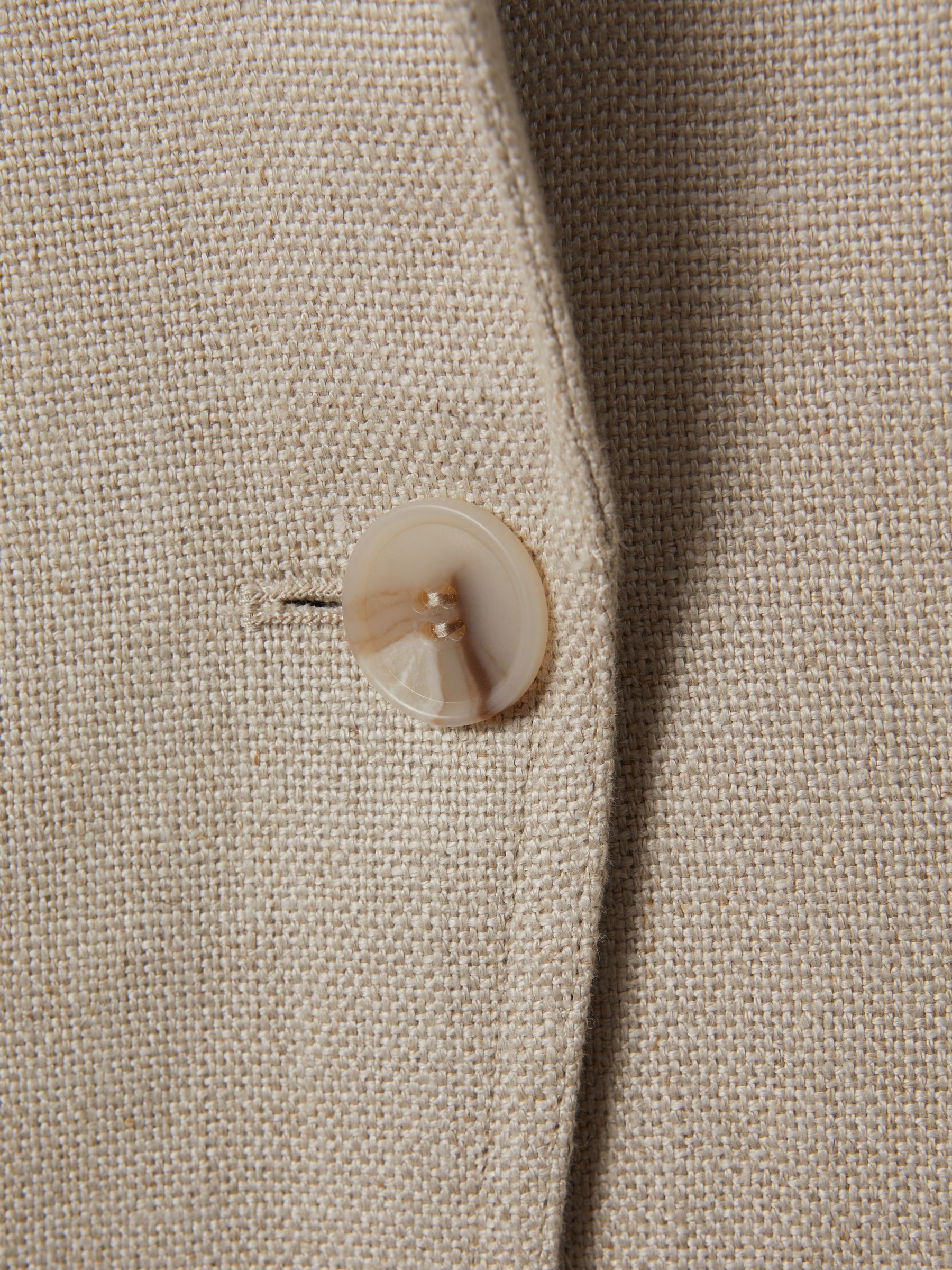 Petite Linen Single Breasted Suit Blazer in Natural - Image 7 of 9
