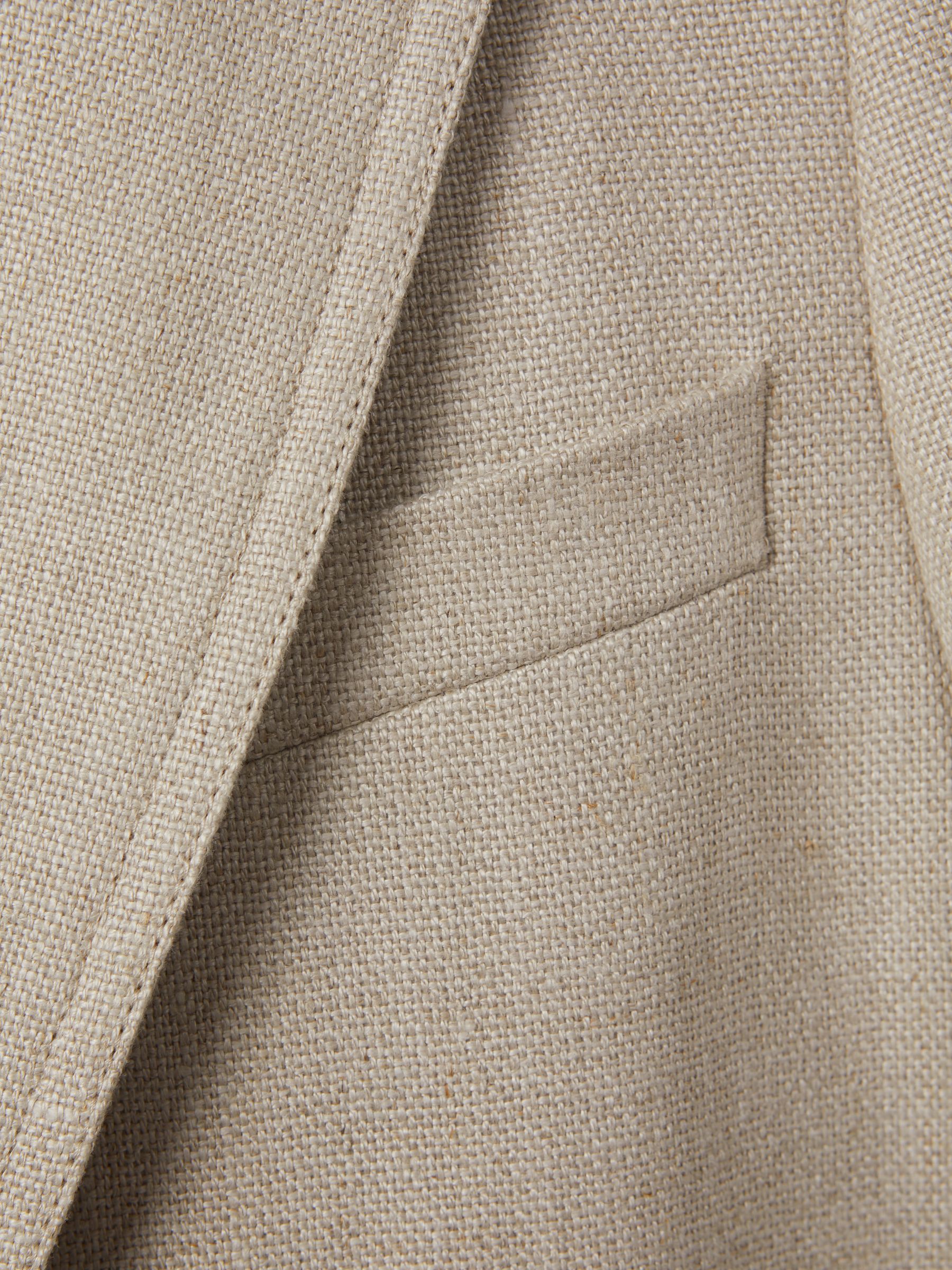 Petite Linen Single Breasted Suit Blazer in Natural - Image 8 of 9