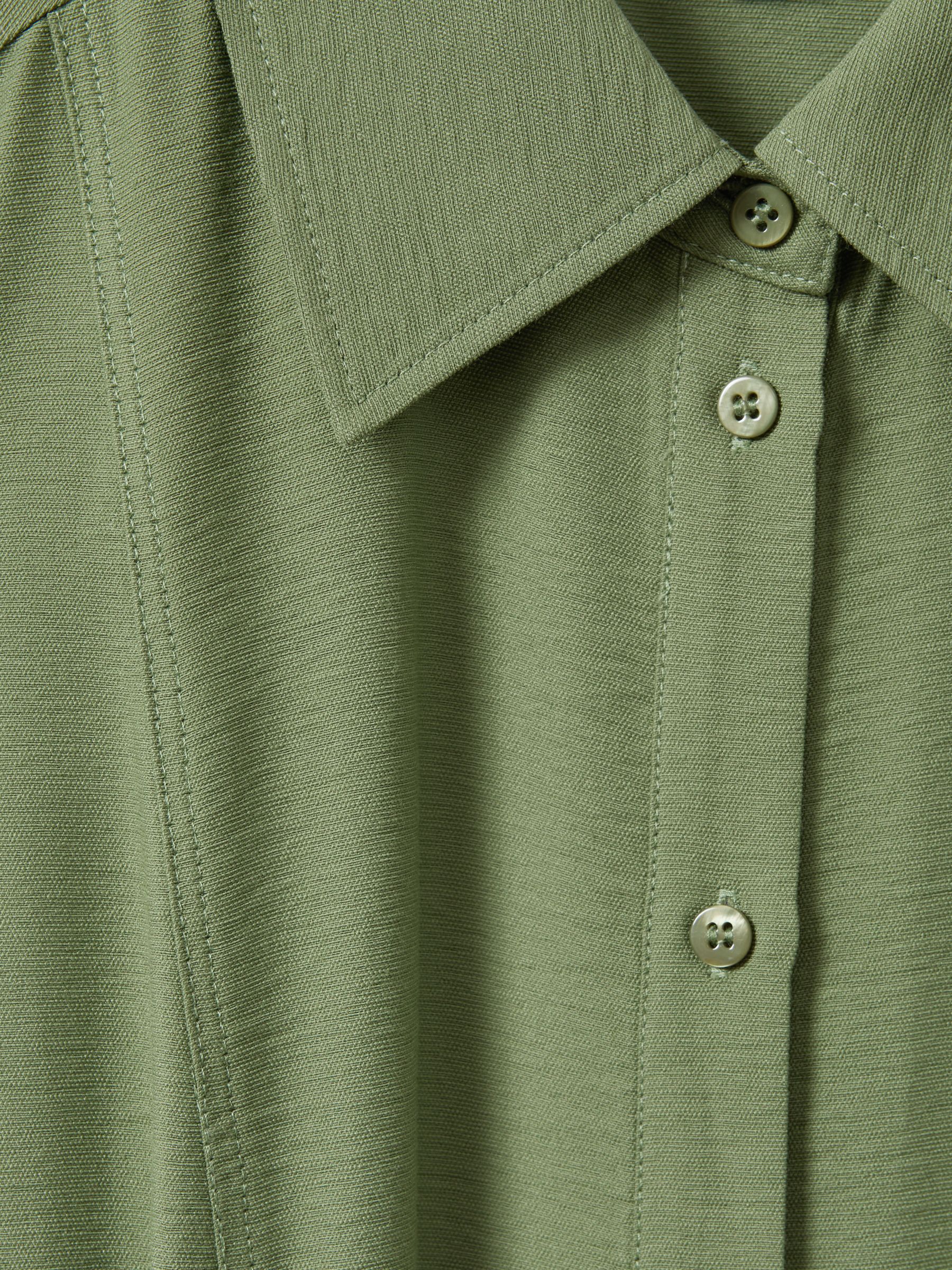 Viscose Blend Belted Shirt Dress in Green - Image 6 of 6