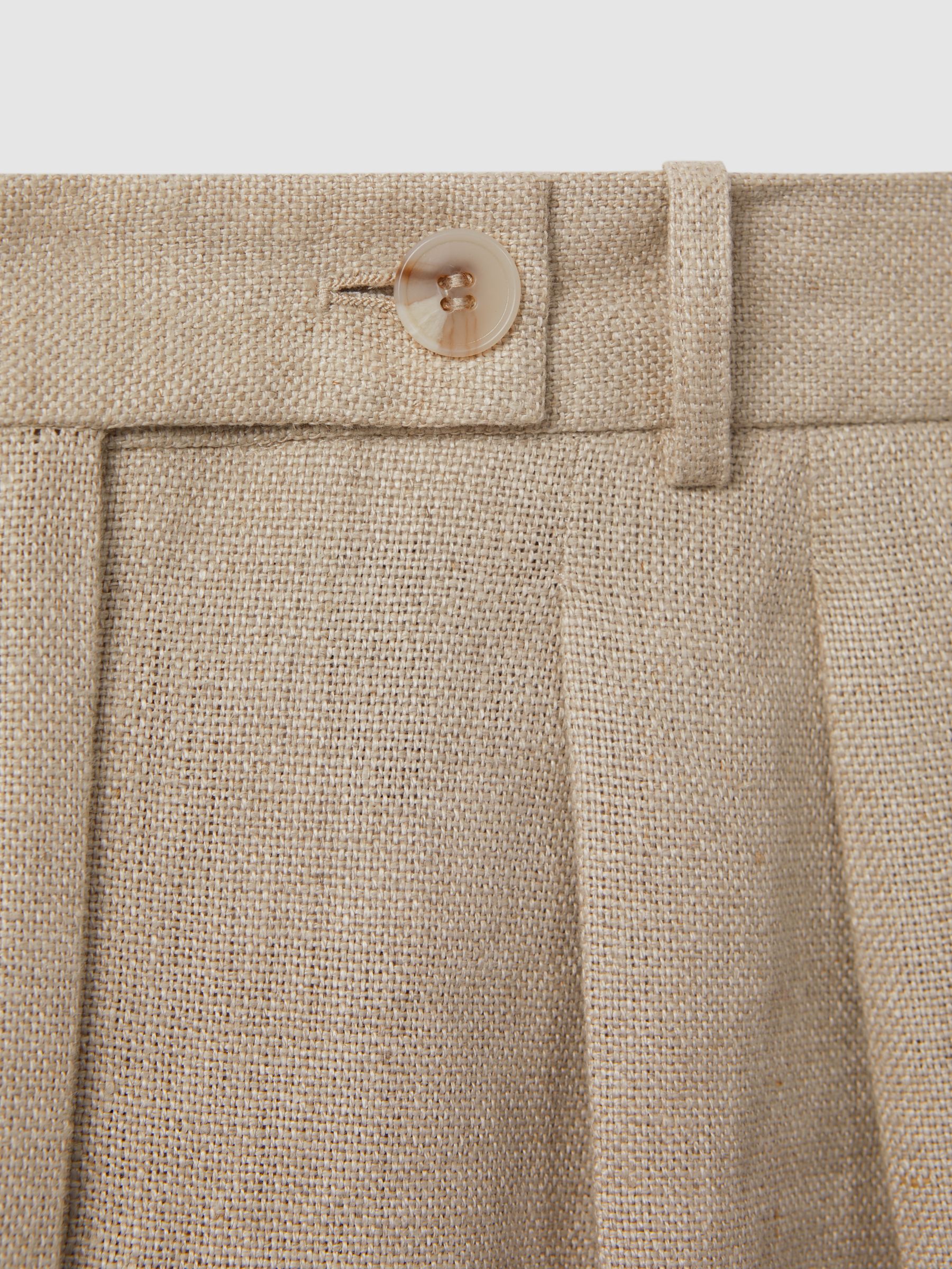 Petite Linen Wide Leg Suit Trousers in Natural - Image 6 of 7