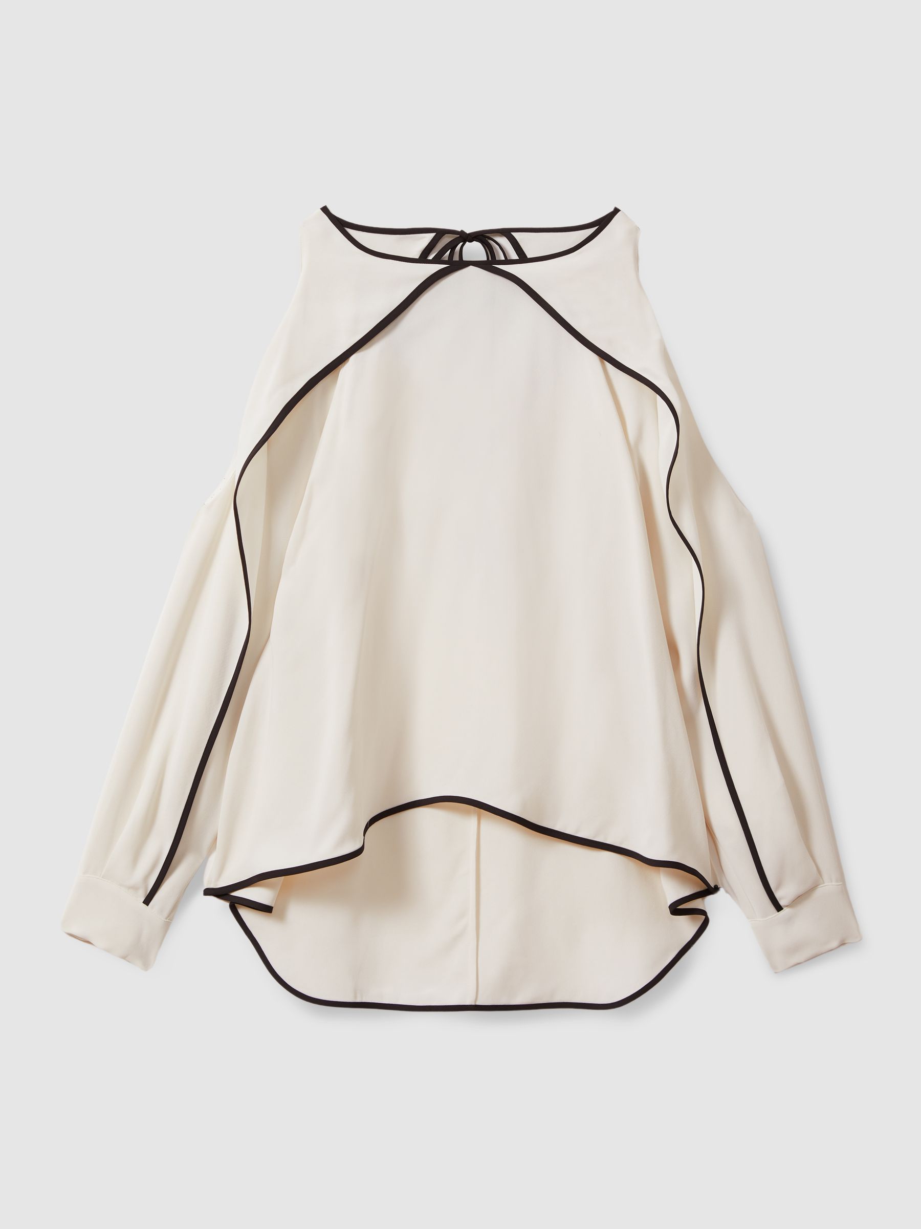 Ruffle Detail Cut Out Blouse in White - Image 2 of 6