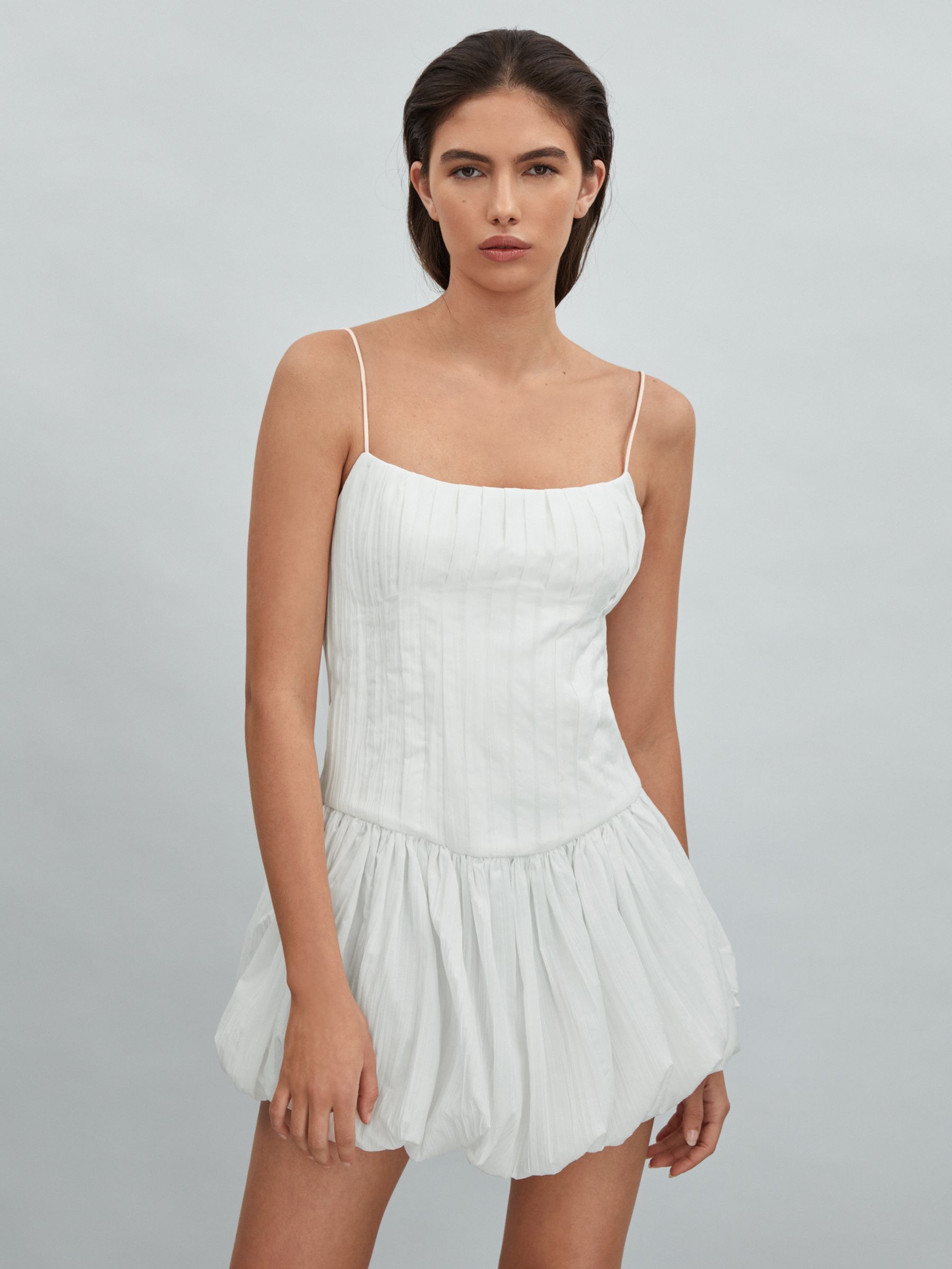 Acler Puff Hem Mini Dress in Ivory - Image 1 of 5