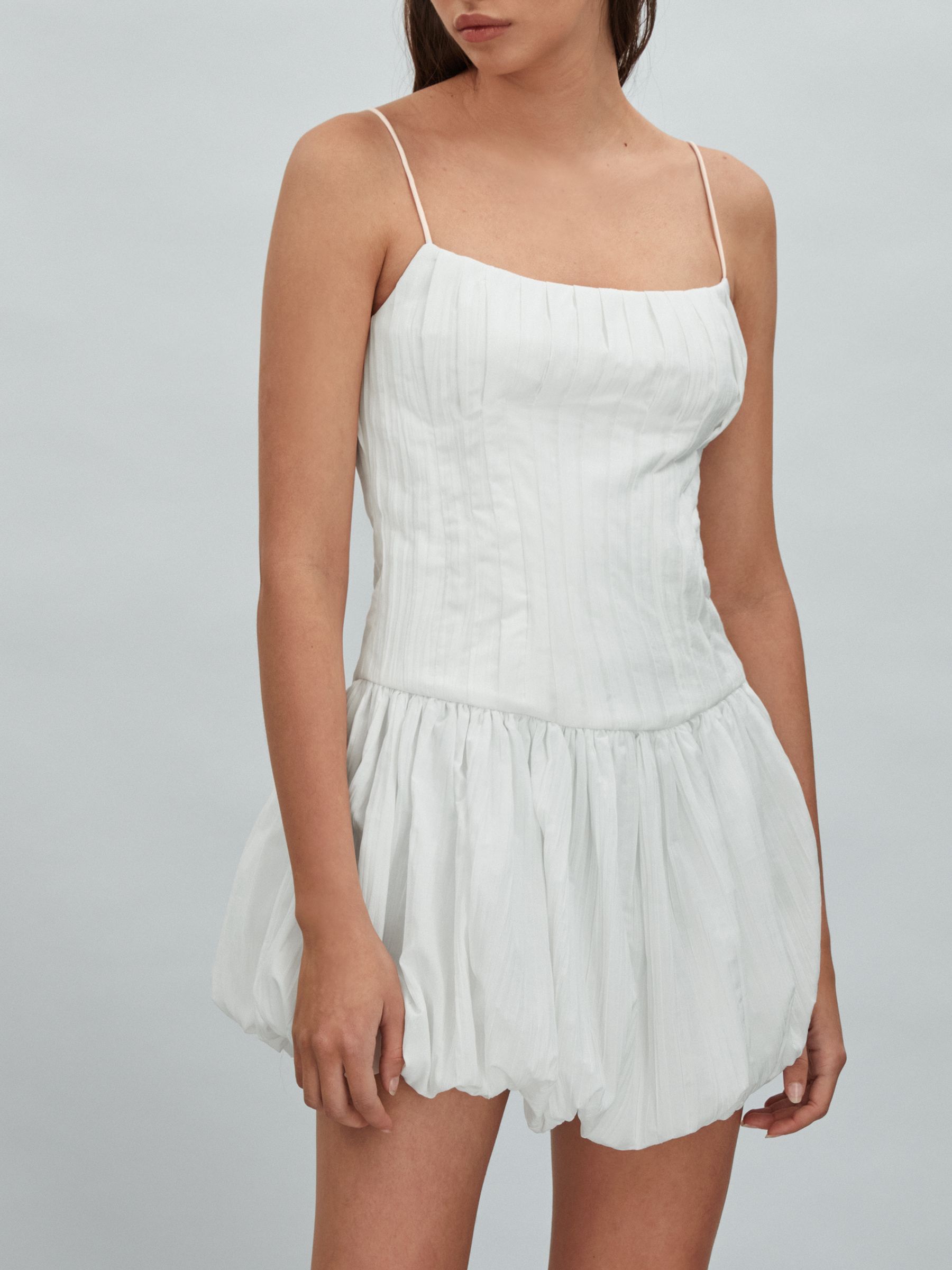 Acler Puff Hem Mini Dress in Ivory - Image 3 of 5