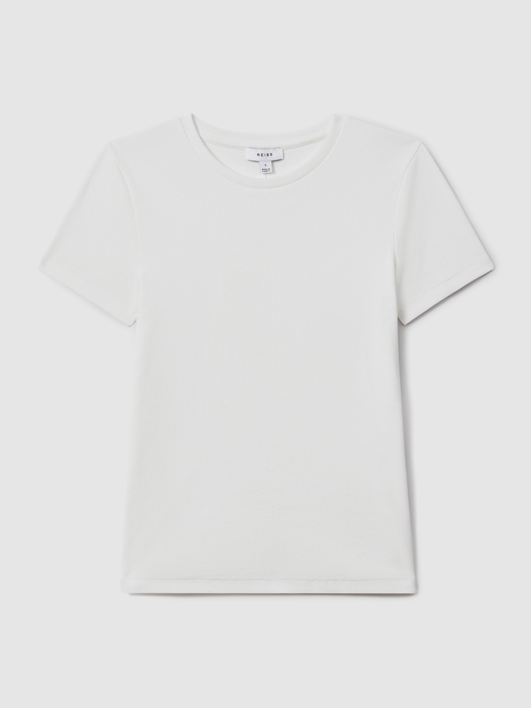 Cotton Blend Scoop Neck T-Shirt in White - Image 2 of 5