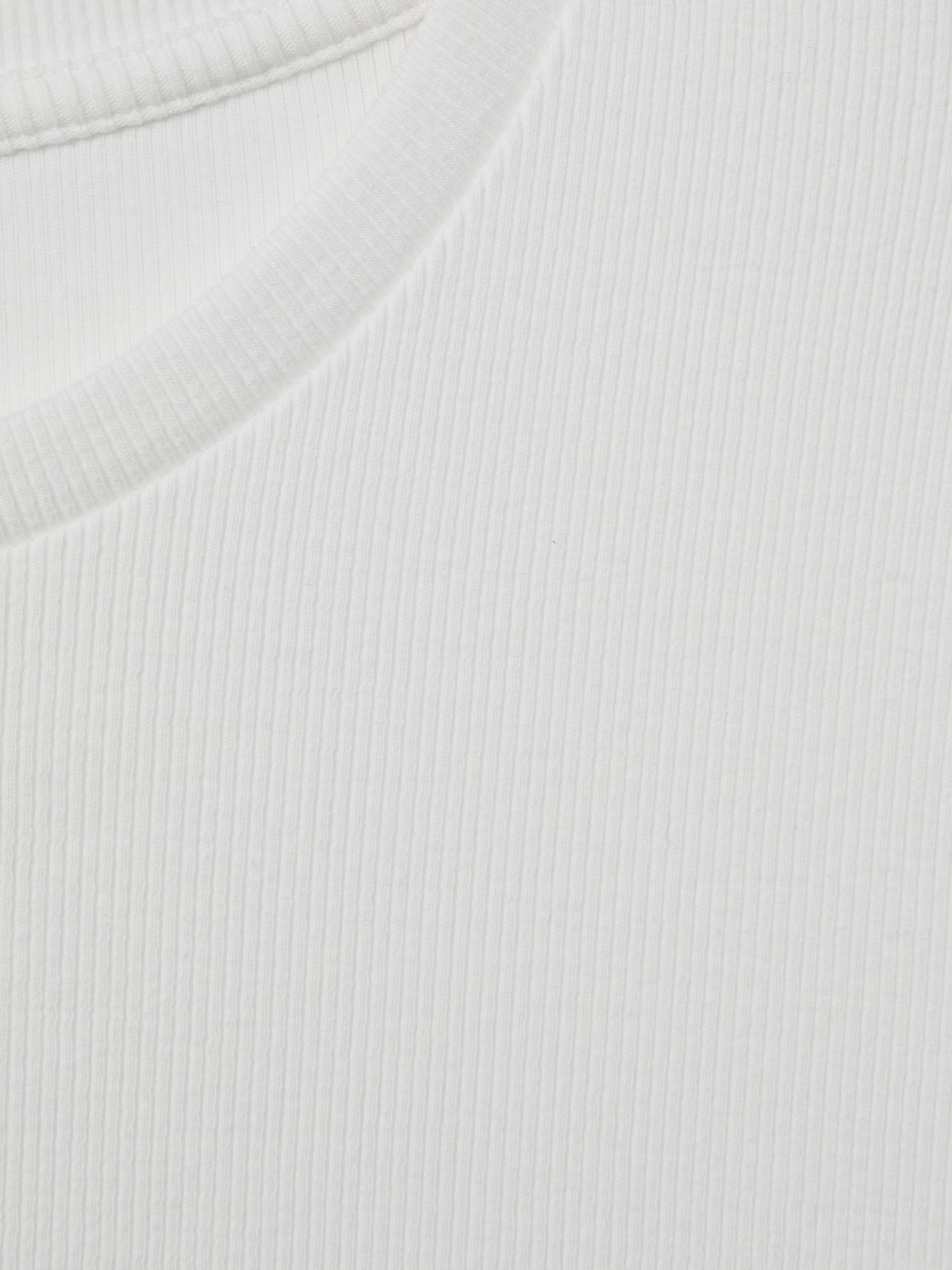 Cotton Blend Scoop Neck T-Shirt in White - Image 5 of 5