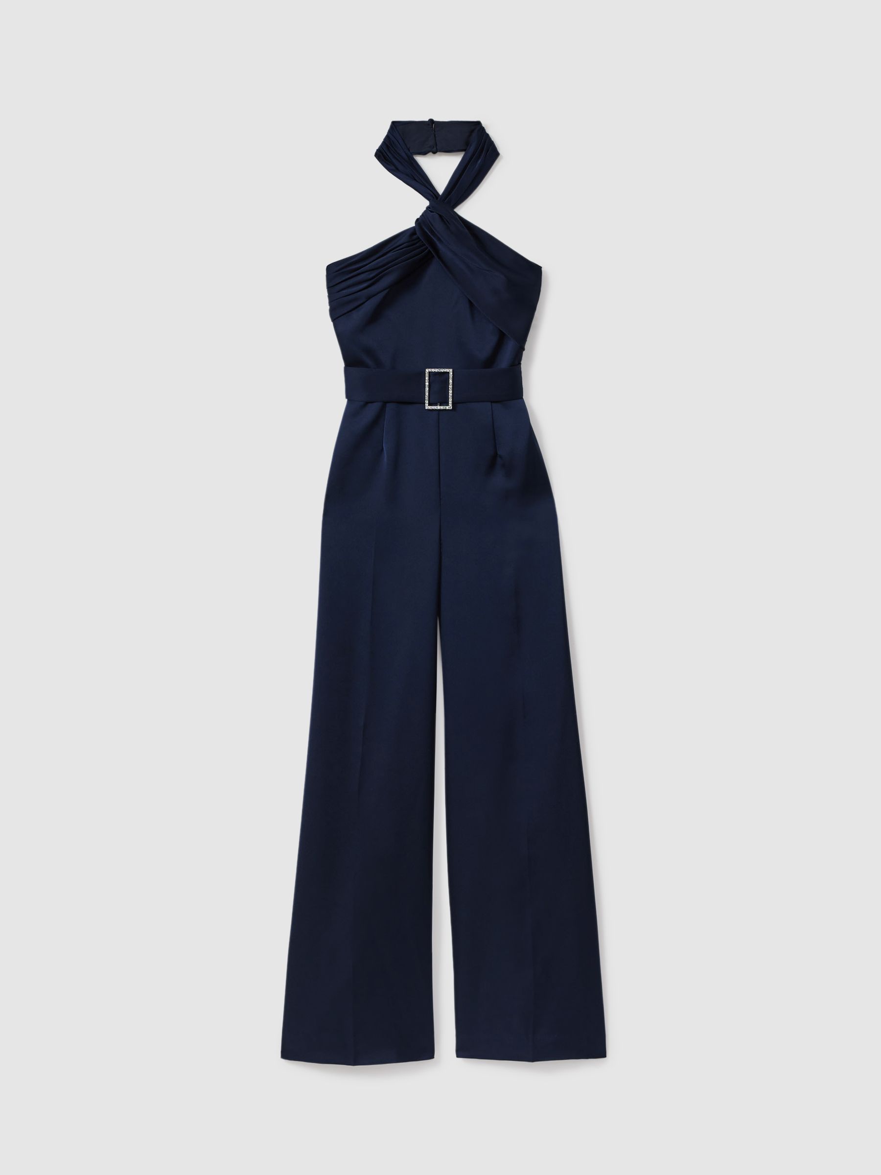 Halston Satin Halter Neck Jumpsuit in Black - Image 2 of 5