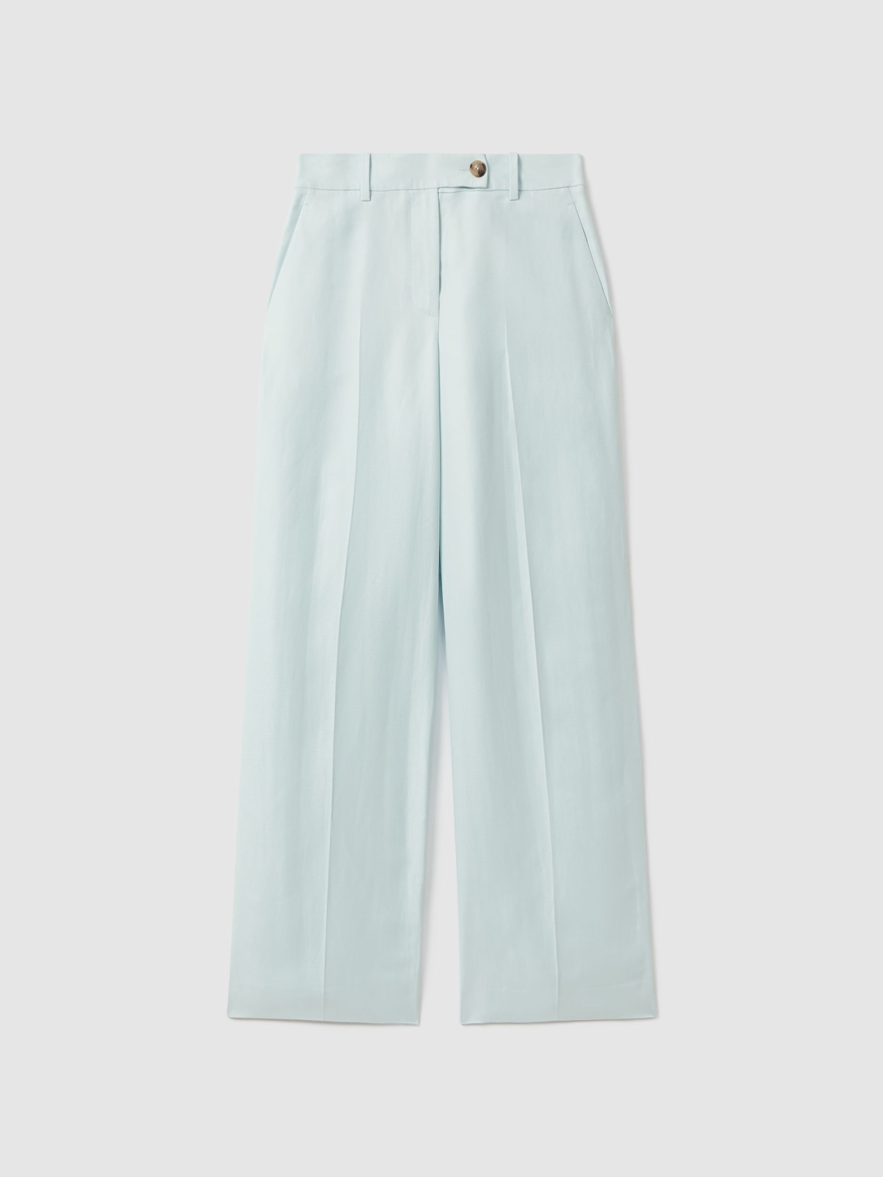 Petite Viscose-Linen Wide Leg Suit Trousers in Blue - Image 2 of 7