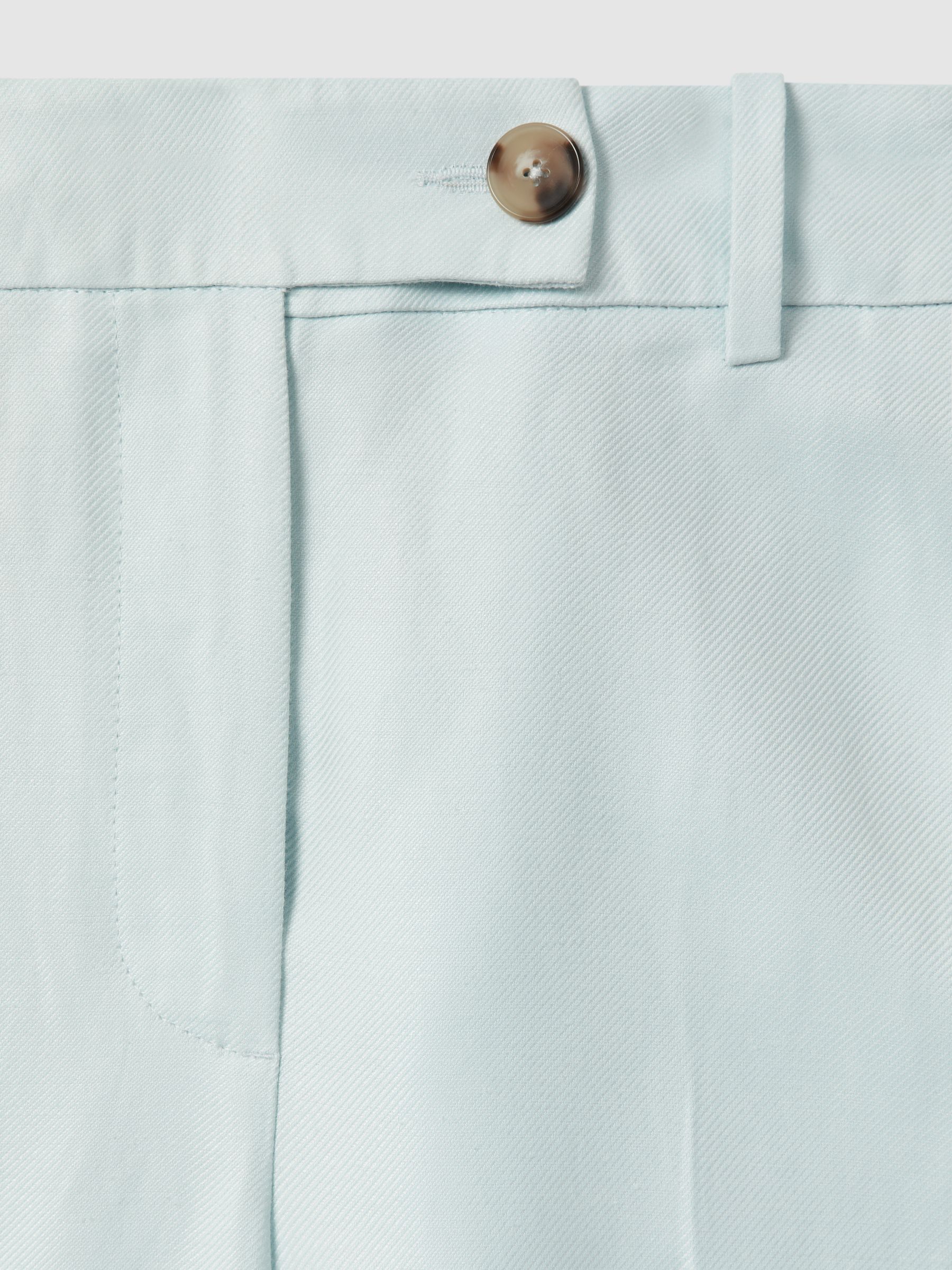 Petite Viscose-Linen Wide Leg Suit Trousers in Blue - Image 6 of 7