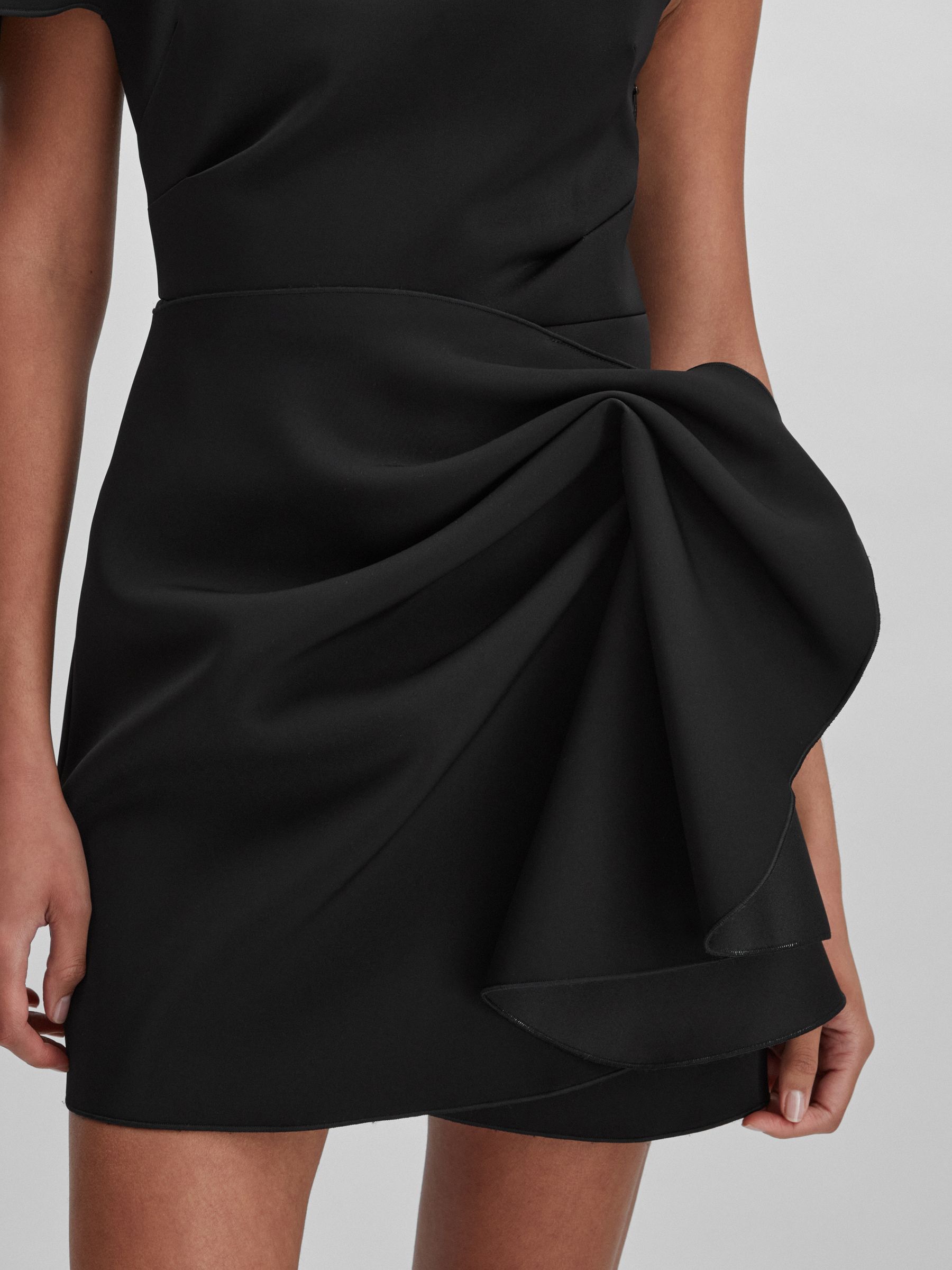 Acler Ruffle Side Mini Dress in Black - Image 3 of 5