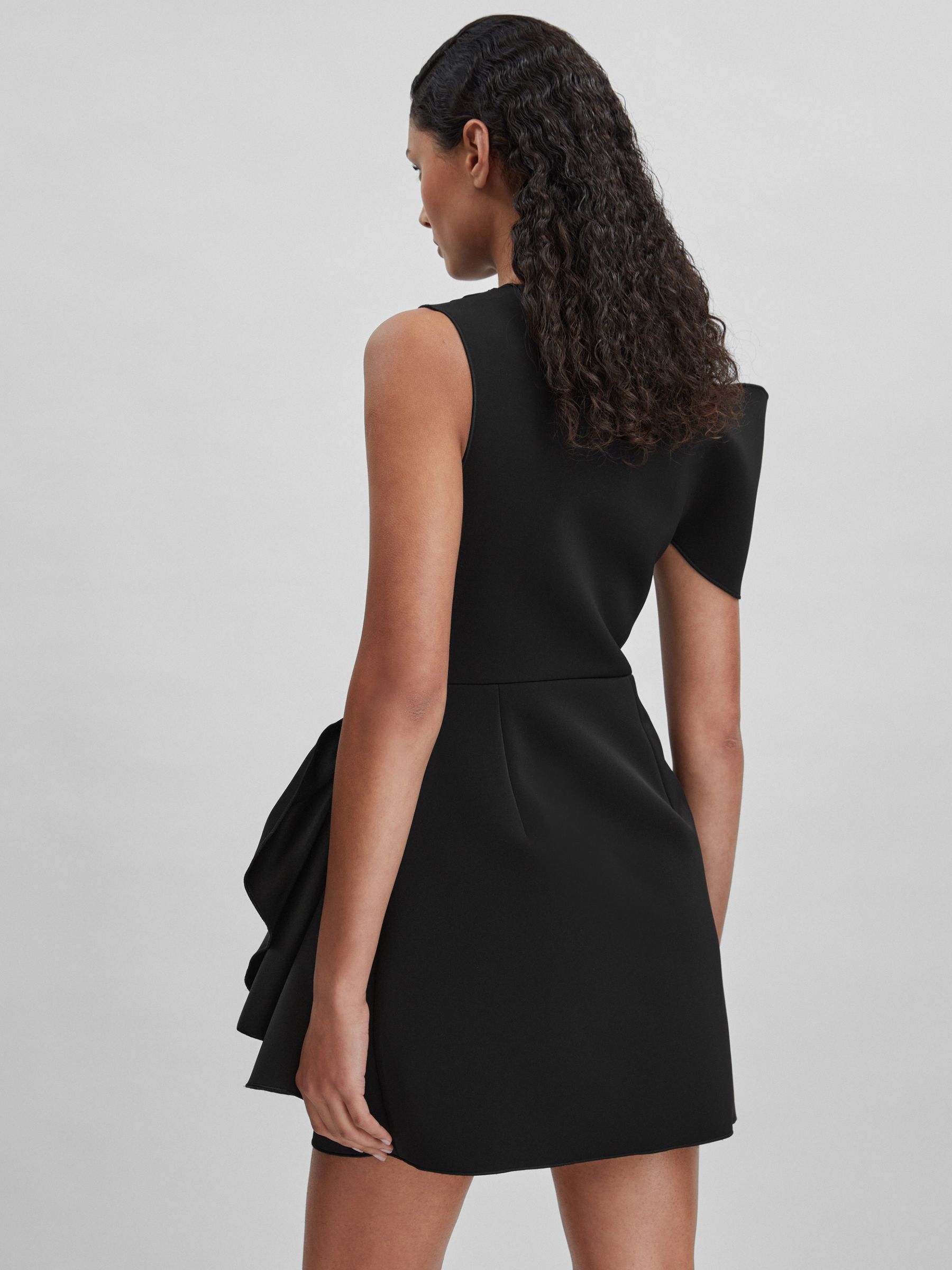 Acler Ruffle Side Mini Dress in Black - Image 4 of 5