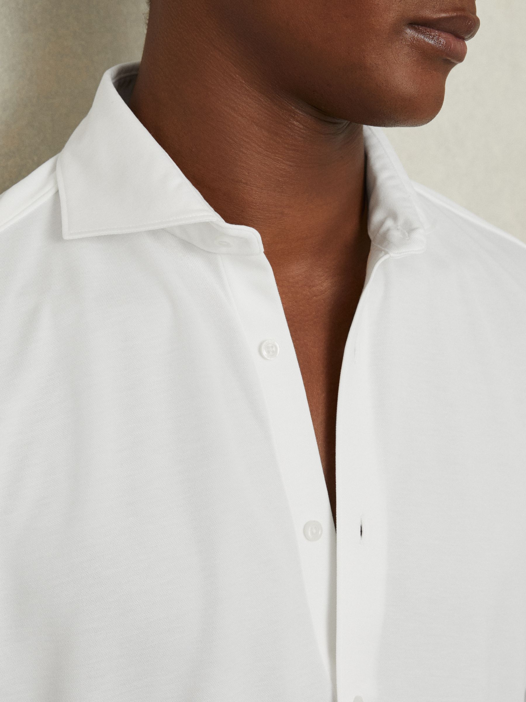 Modal Blend Cutaway Collar Shirt in White - Image 3 of 6