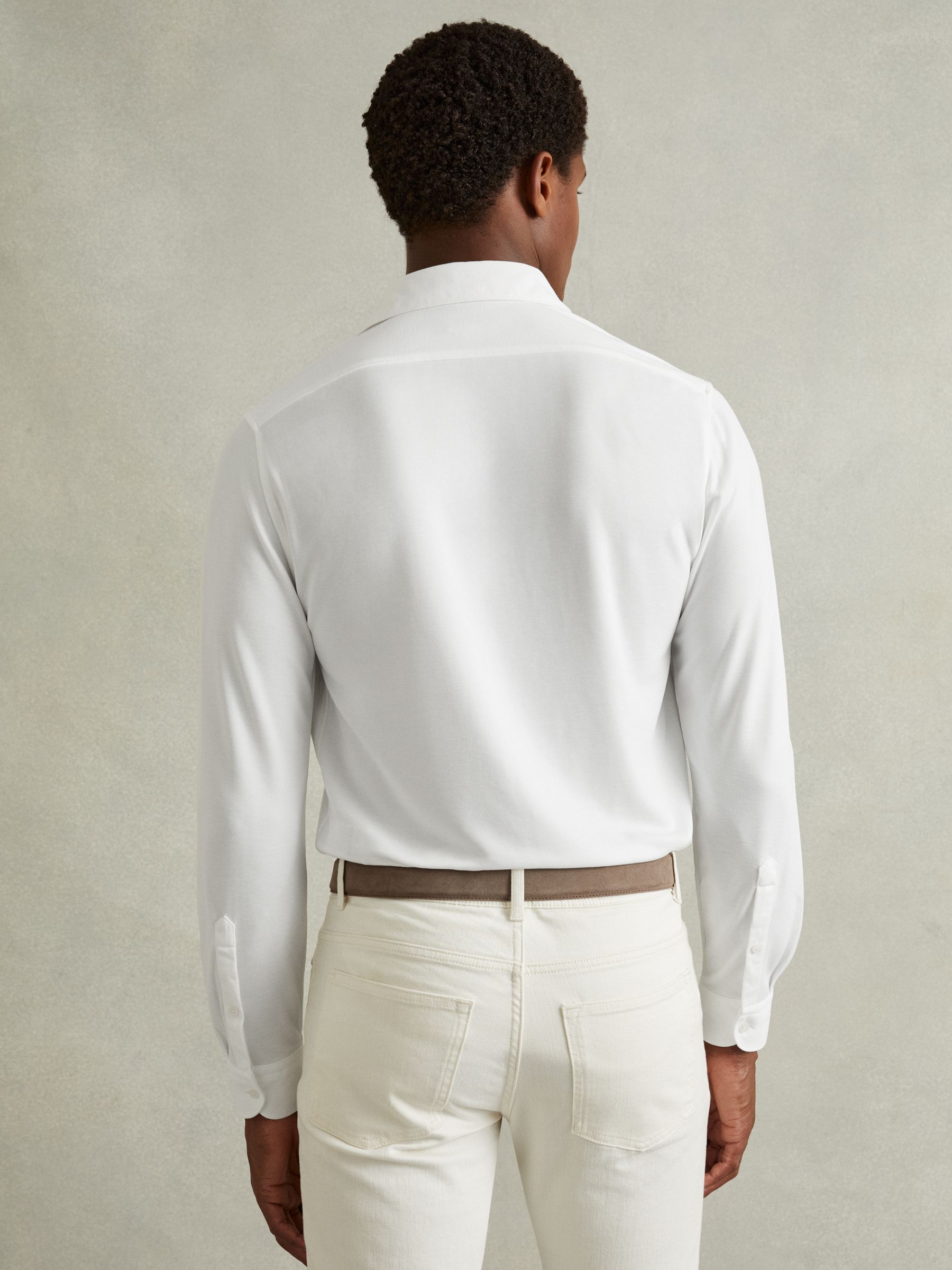 Modal Blend Cutaway Collar Shirt in White - image 4