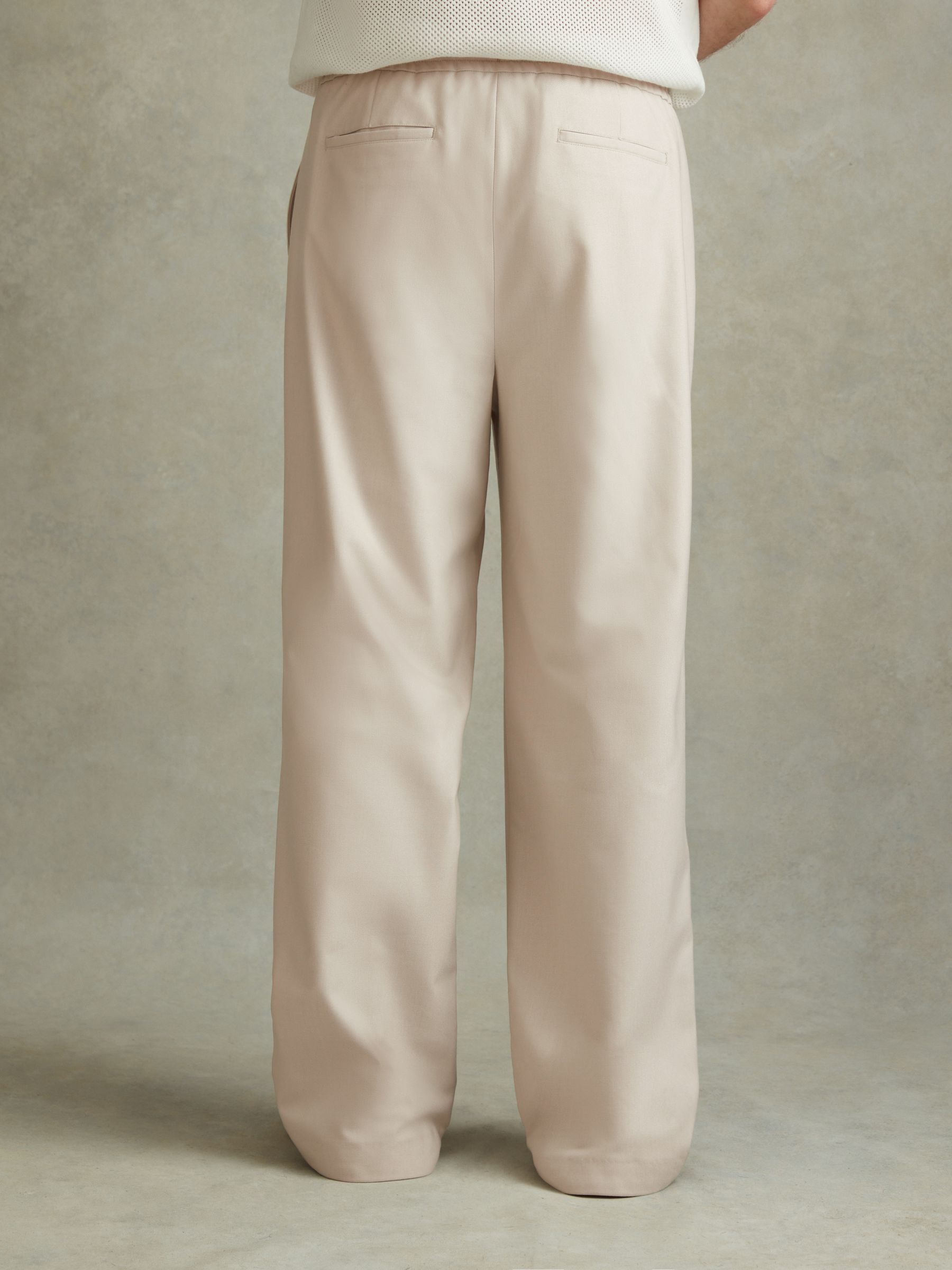 Relaxed Twill Drawstring Trousers in Stone - Image 4 of 5