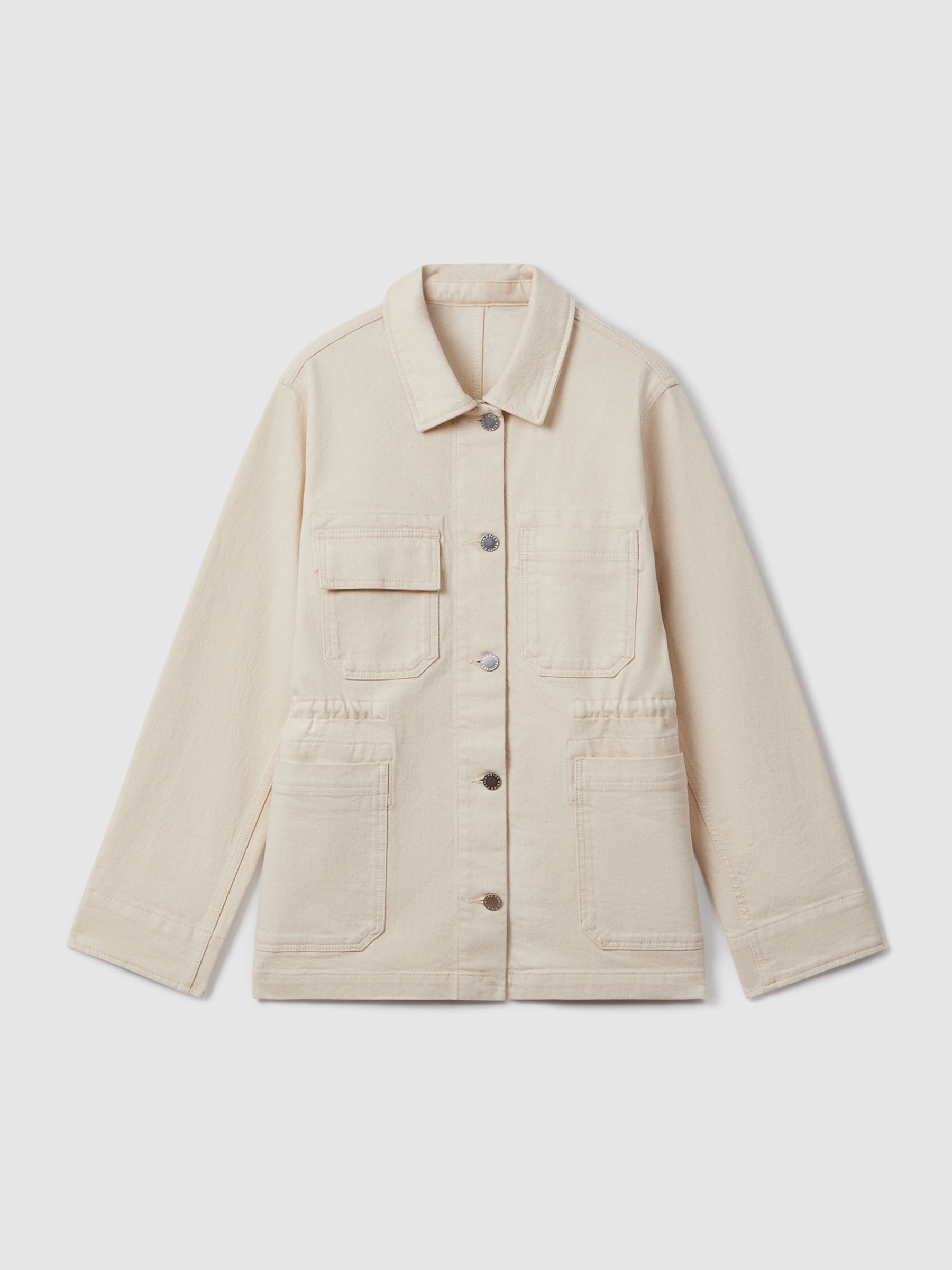 Denim Overshirt in Cream - Image 2 of 6