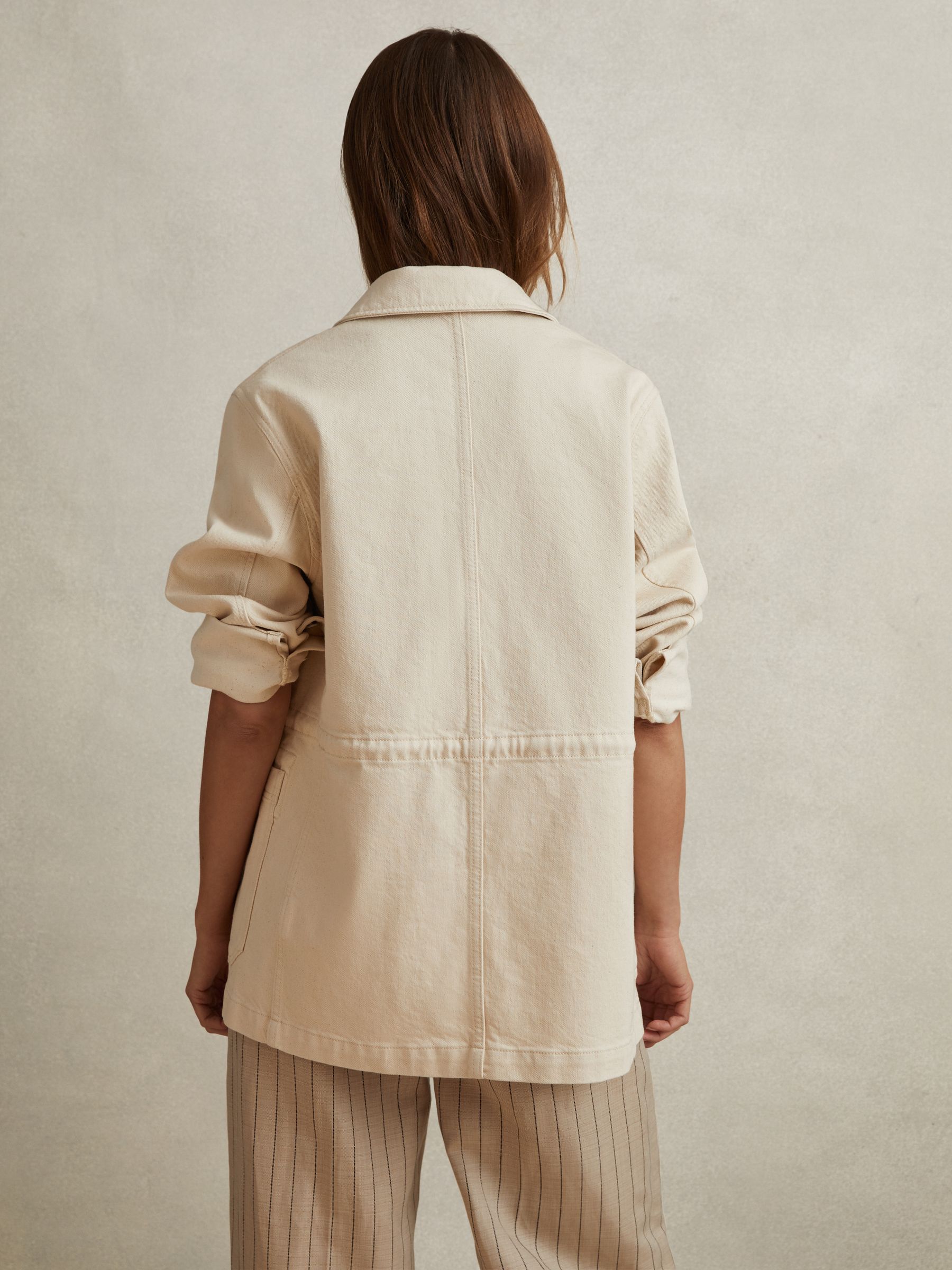 Denim Overshirt in Cream - Image 4 of 6