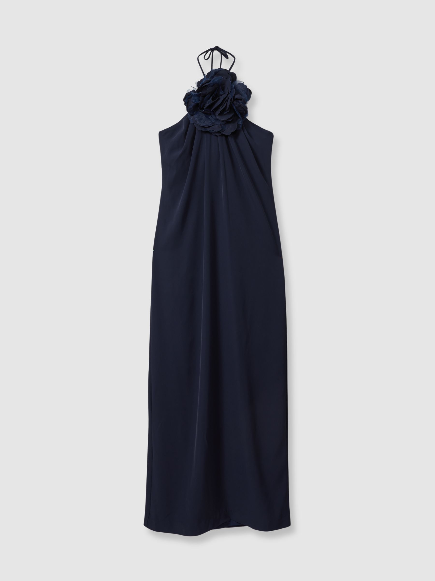 Halston Rosette Maxi Dress in Navy - Image 2 of 6