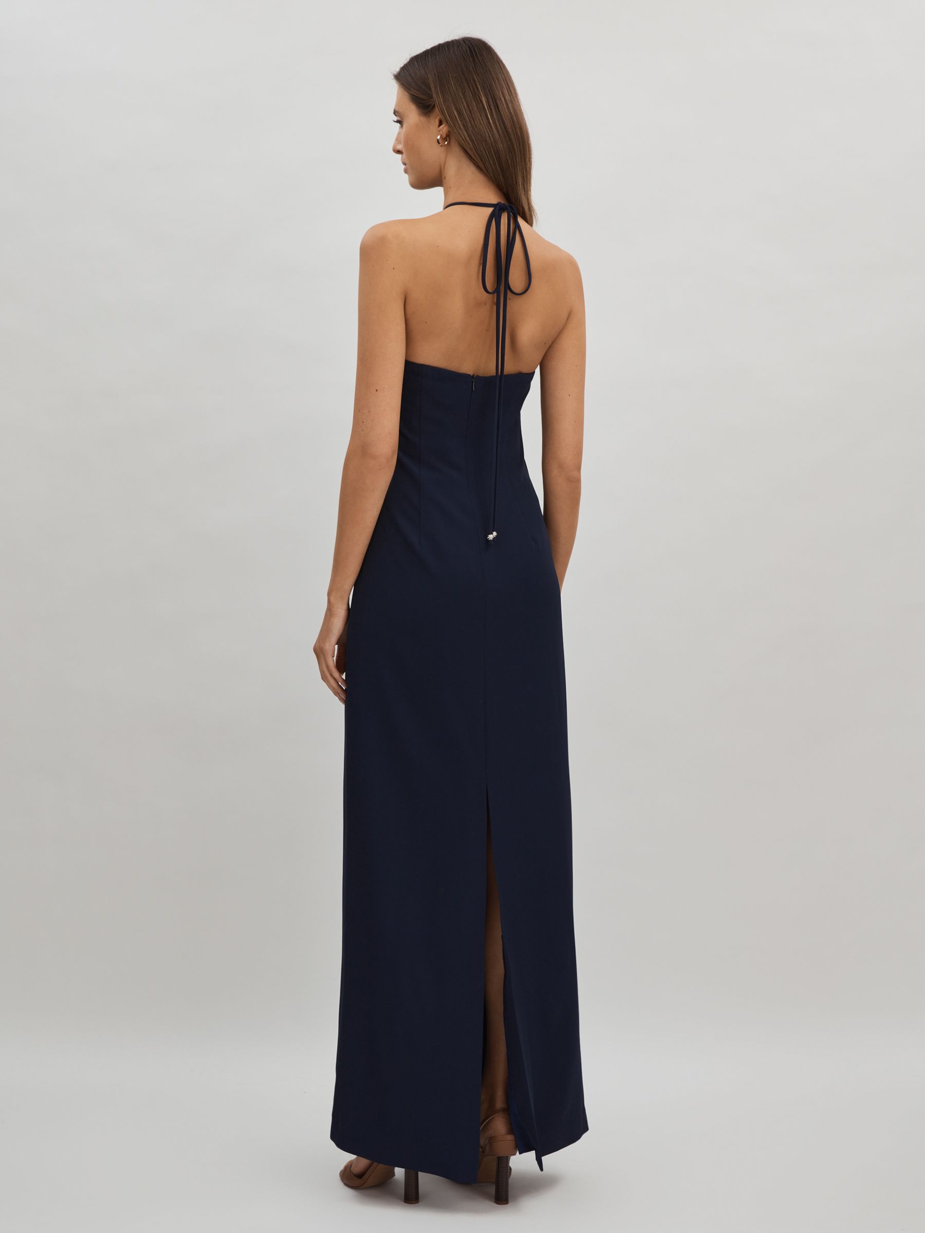 Halston Rosette Maxi Dress in Navy - Image 5 of 6