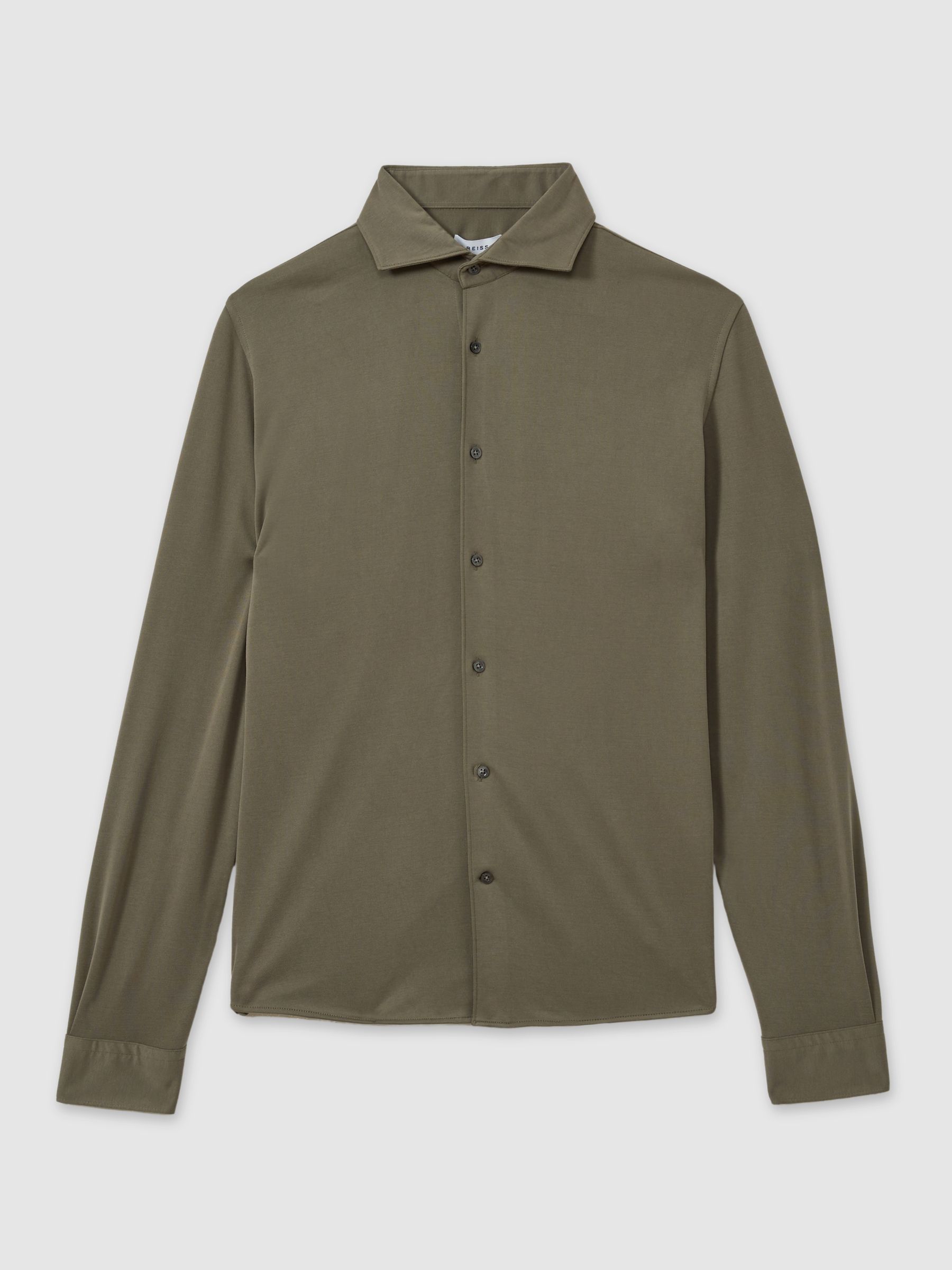 Modal Blend Cutaway Collar Shirt in Khaki - Image 2 of 6