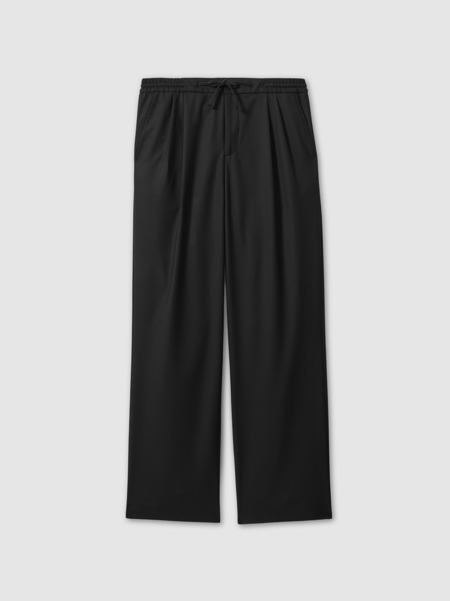 Relaxed Twill Drawstring Trousers in Black - Image 2 of 6