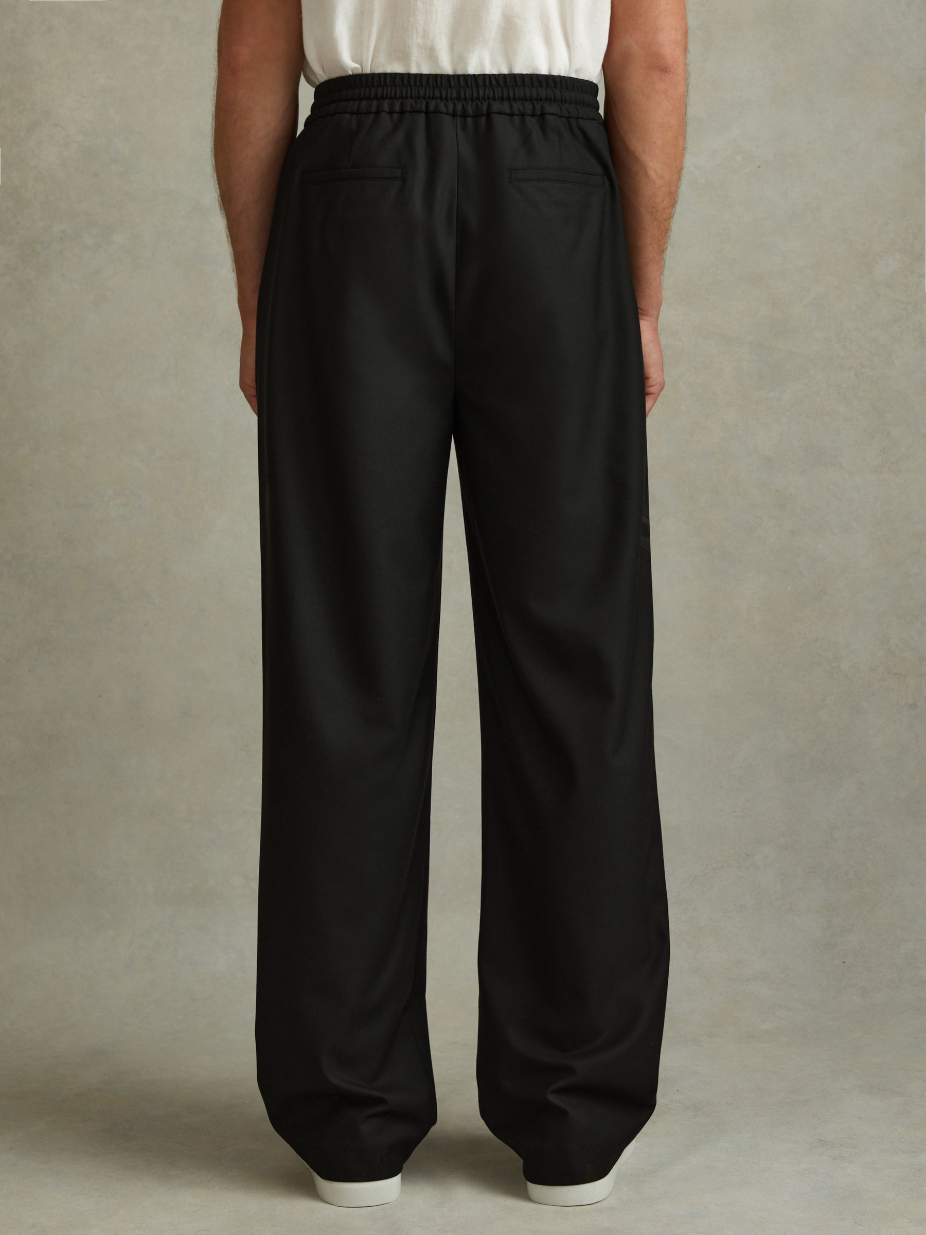 Relaxed Twill Drawstring Trousers in Black - Image 5 of 6