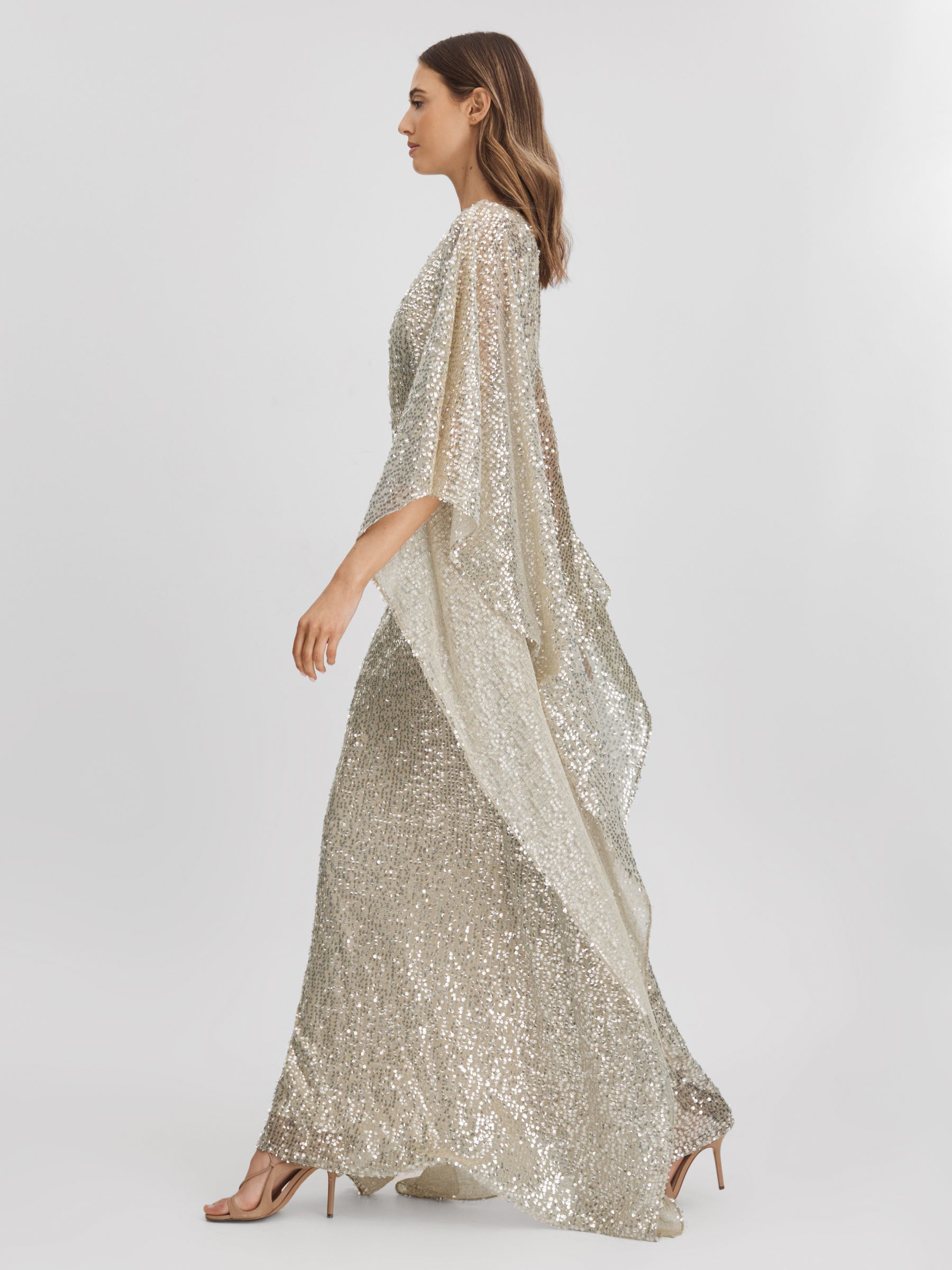 【海外限定】REISSドレス☆Saga Halston Sequin Side Tie Mini D Reiss Halston Sequin Side Tie Mini Dress in Chalk - REISS