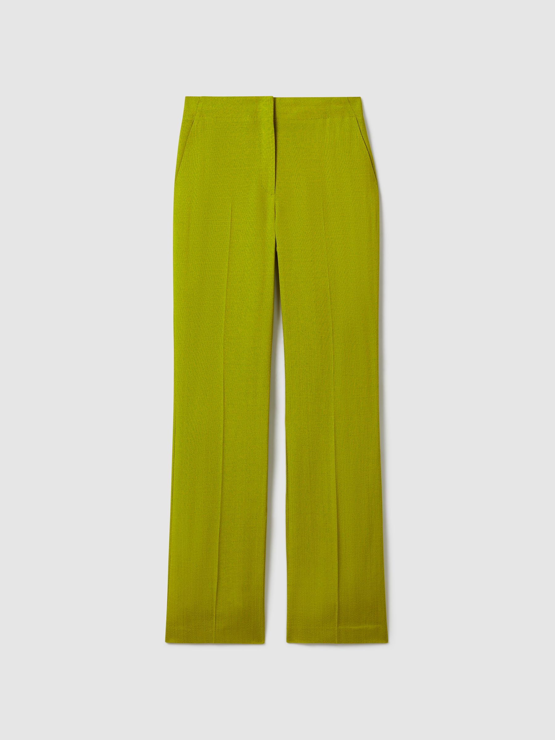 Atelier Italian Textured Slim Flared Suit Trousers in Green - Image 2 of 5
