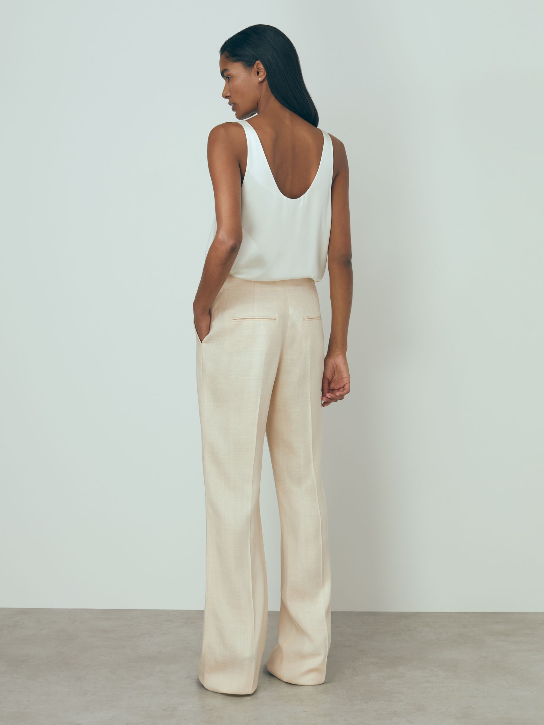 Atelier Italian Textured Slim Flared Suit Trousers in Blush - Image 4 of 5