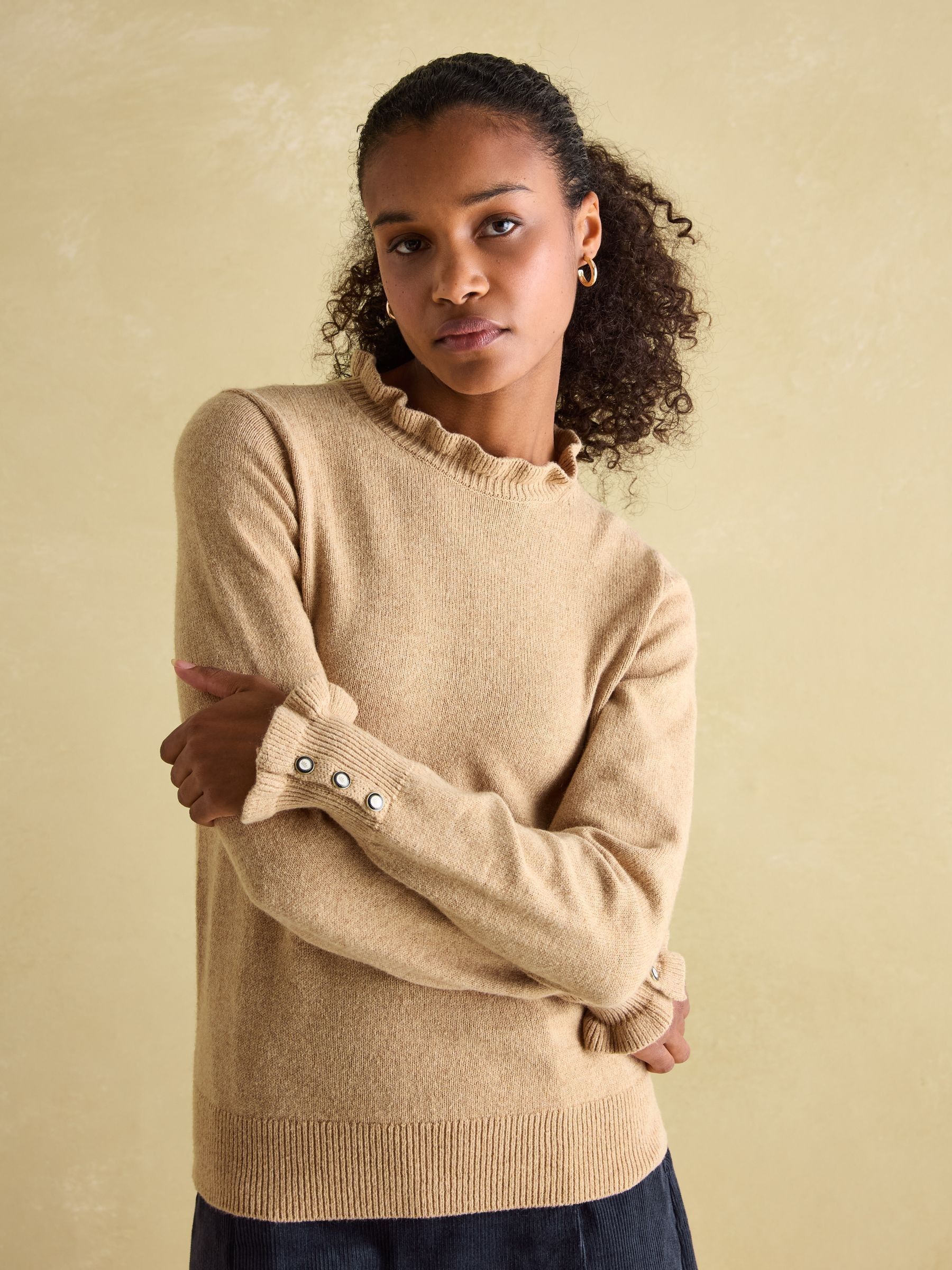 Edith Oat Frill Neck Jumper - Image 1 of 6