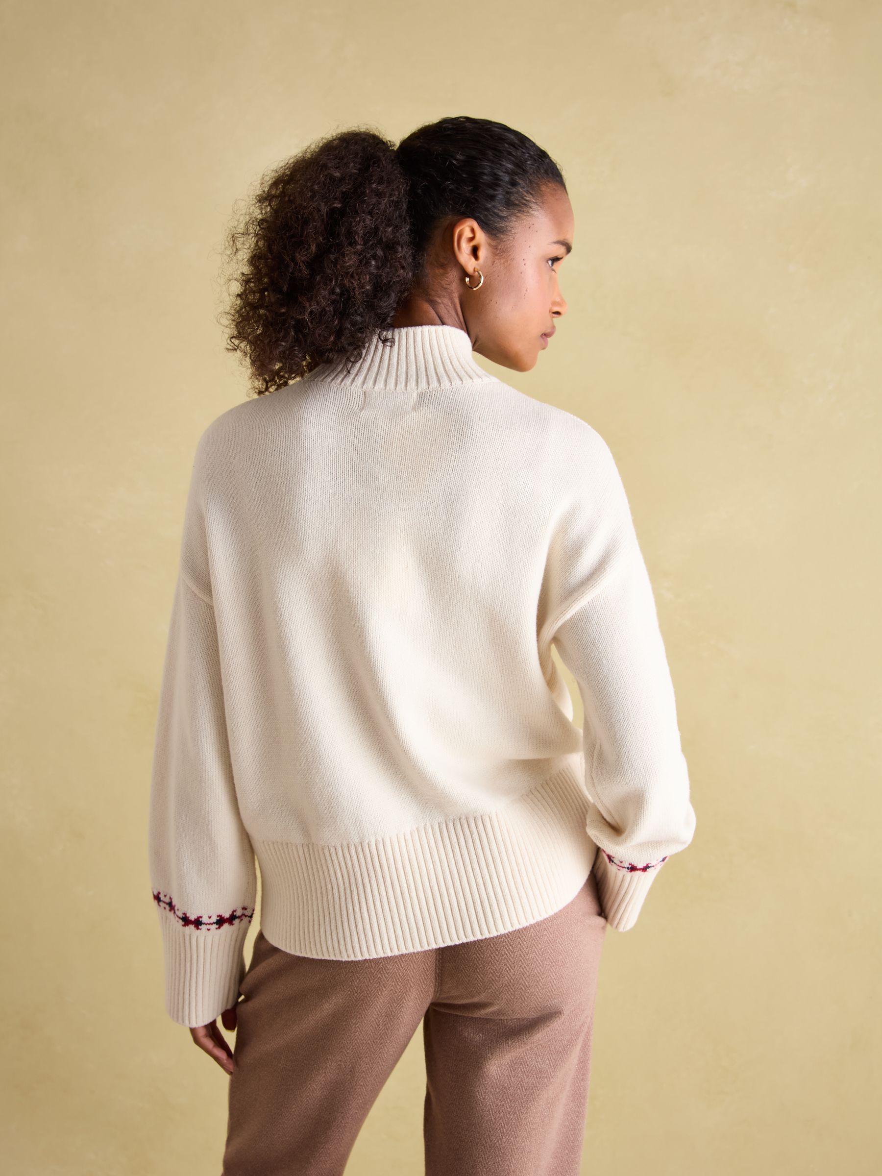 Abigail Cream High Neck Intarsia Ski Jumper - Image 2 of 7