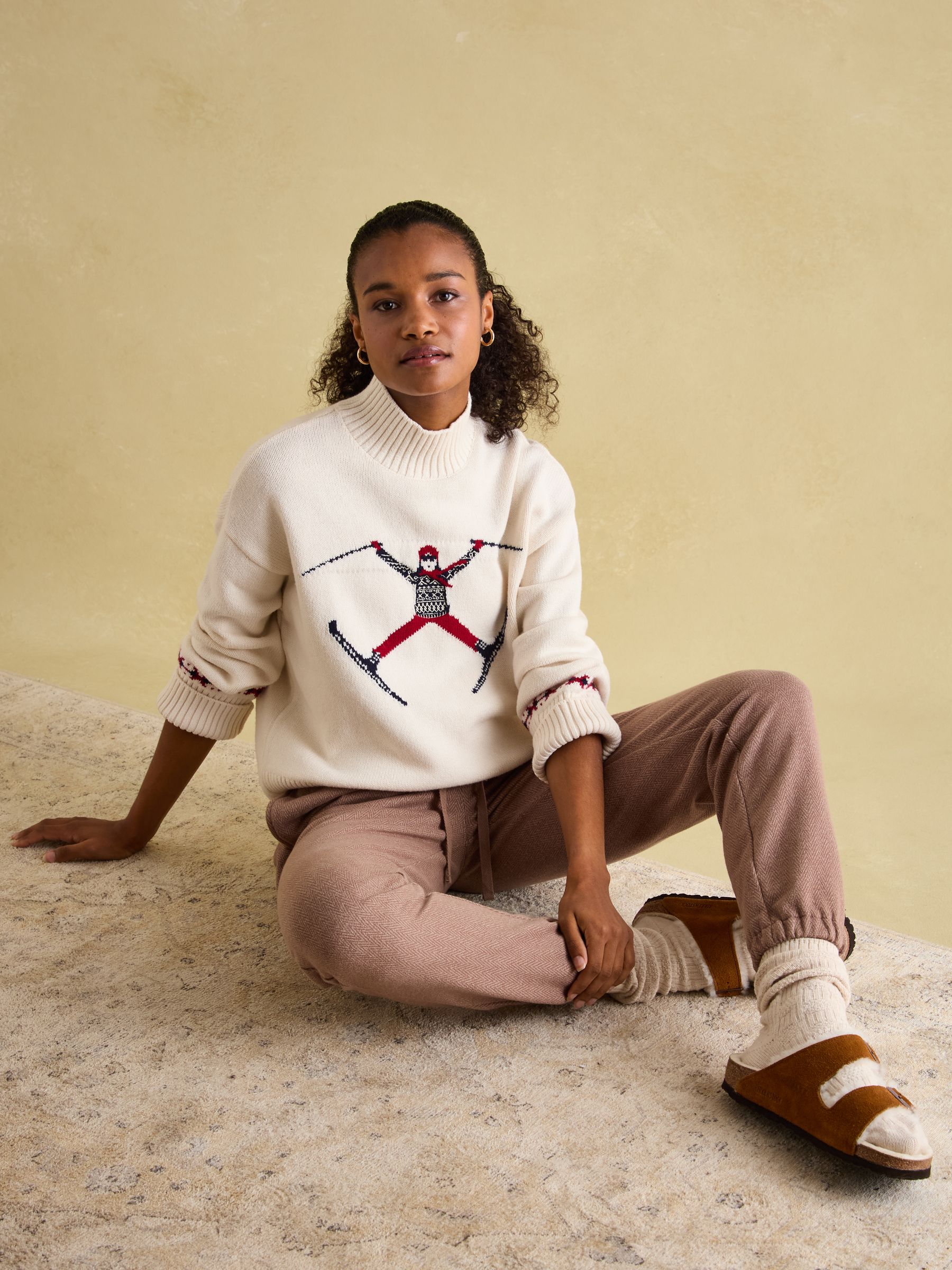 Abigail Cream High Neck Intarsia Ski Jumper | Joules