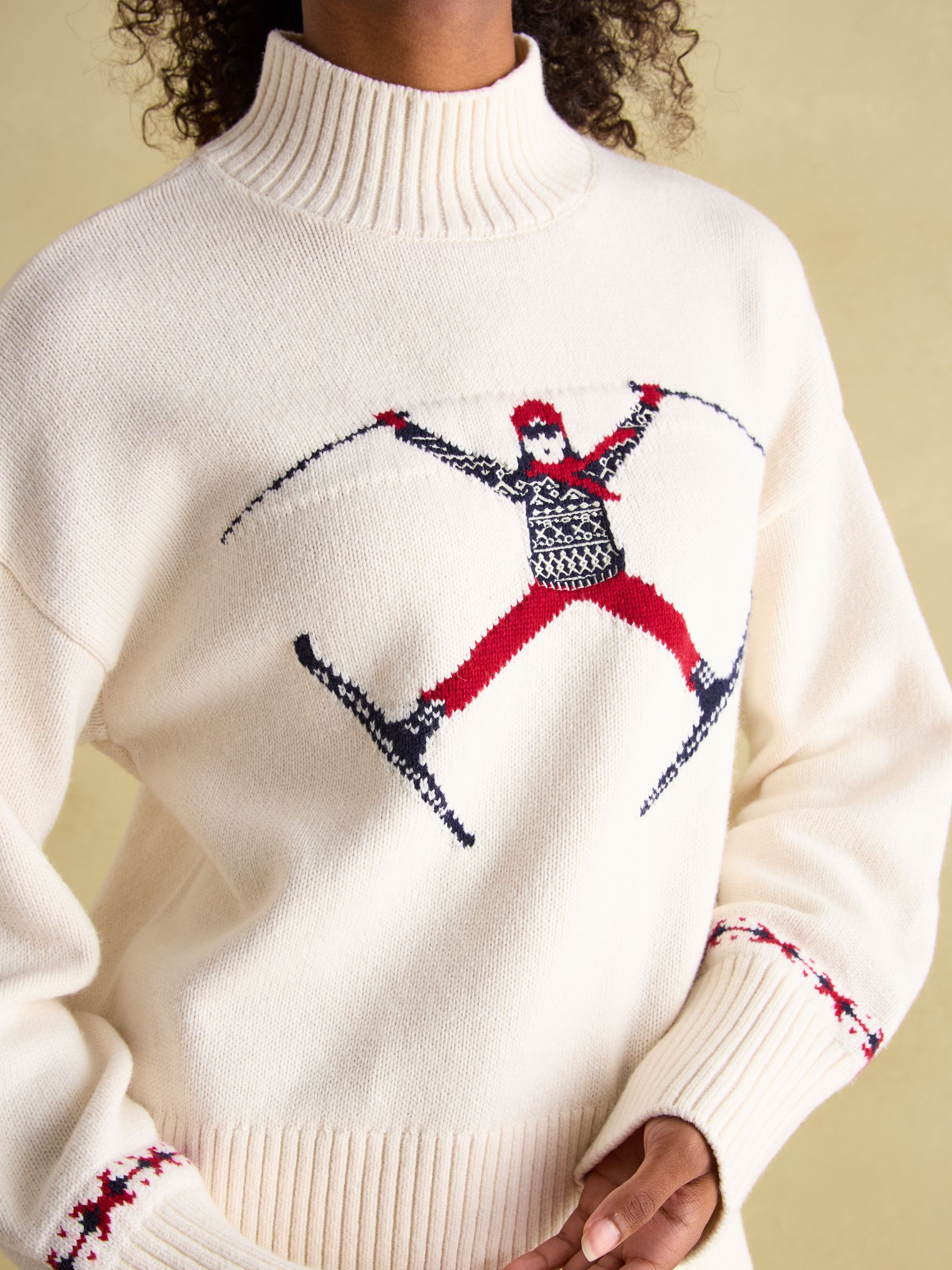 Abigail Cream High Neck Intarsia Ski Jumper - Image 4 of 7
