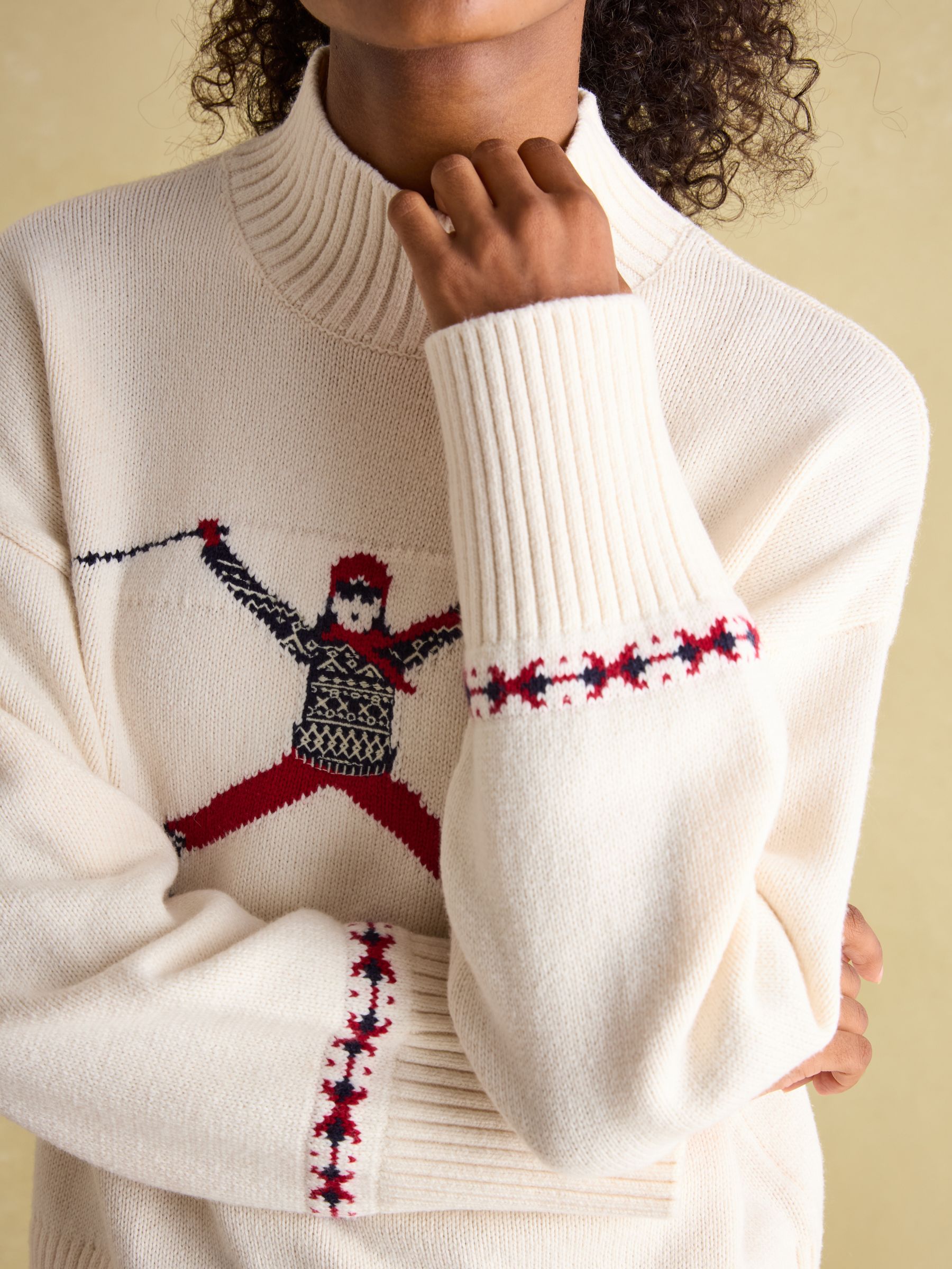 Abigail Cream High Neck Intarsia Ski Jumper - Image 5 of 7