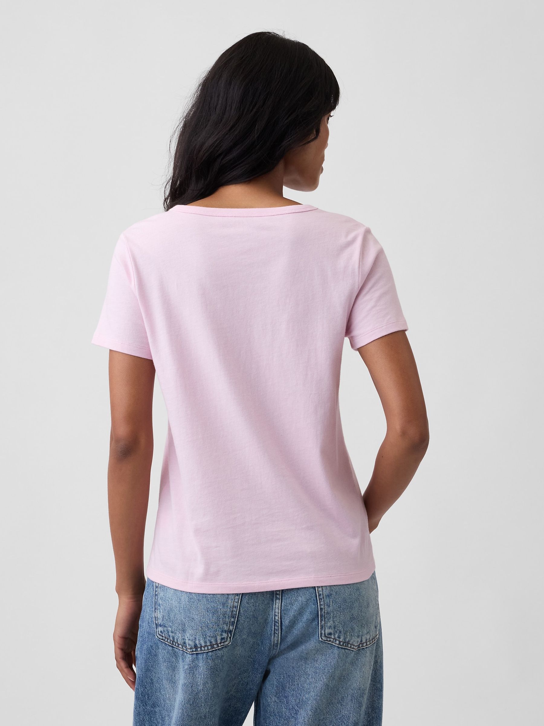 Pale Pink Favourite V-Neck Short Sleeve T-Shirt - Image 2 of 4