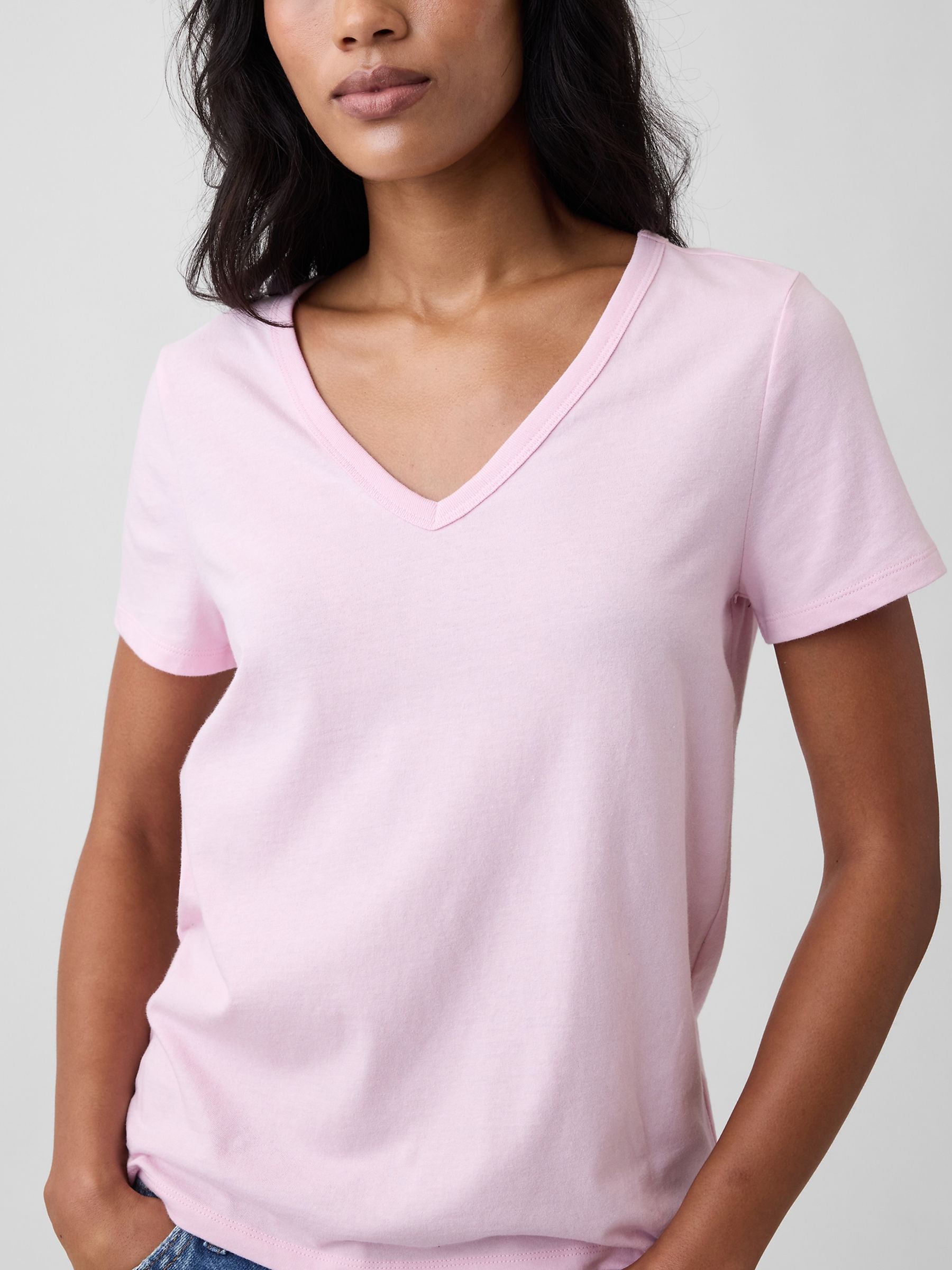 Pale Pink Favourite V-Neck Short Sleeve T-Shirt - Image 3 of 4