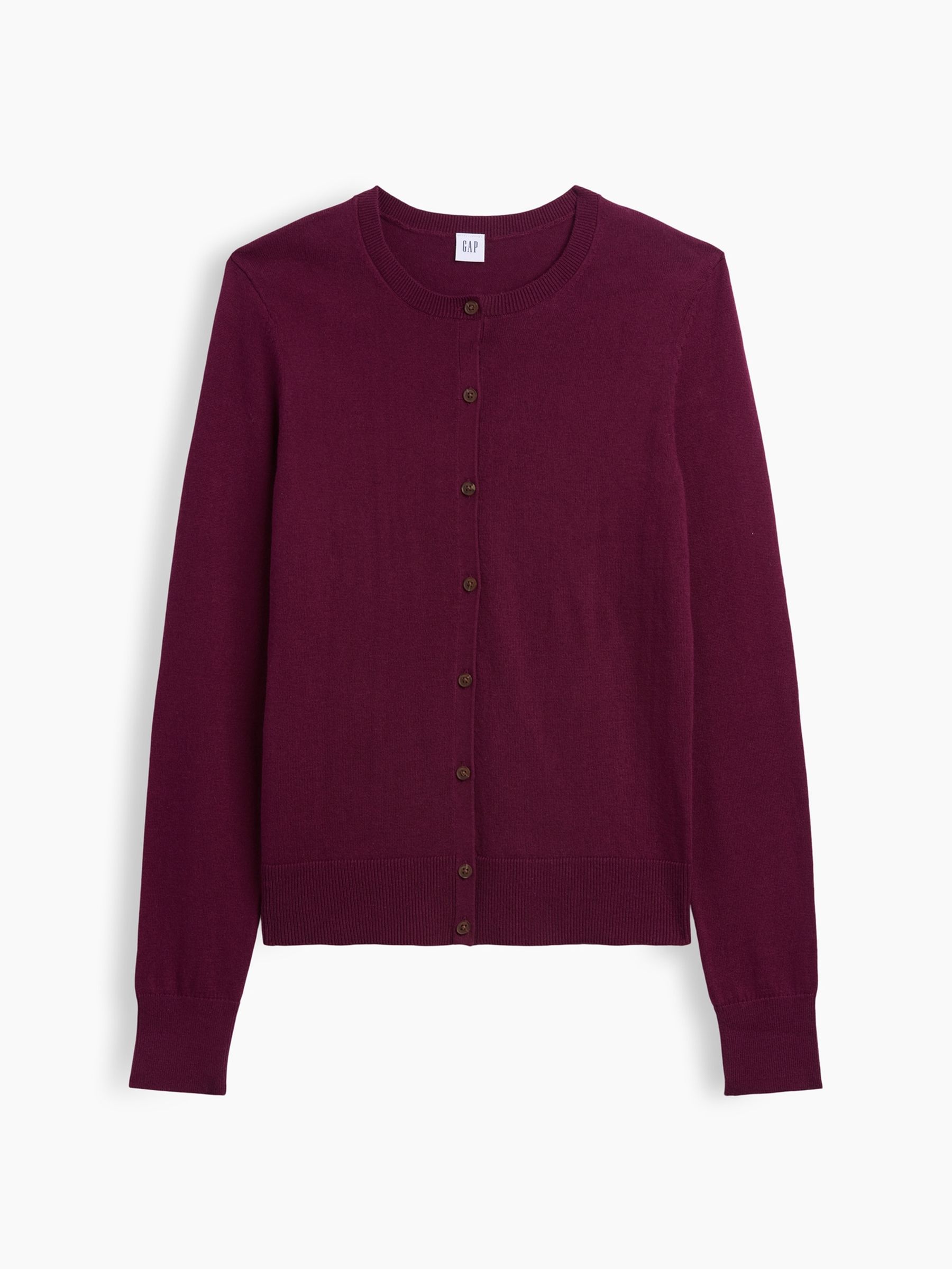 Burgundy Red Crew Neck Cardigan - Image 4 of 5