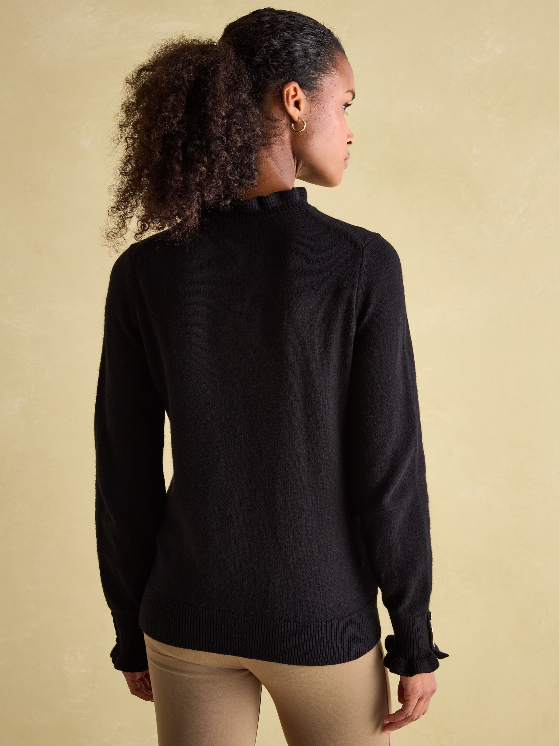 Edith Black Frill Neck Jumper - Image 2 of 6