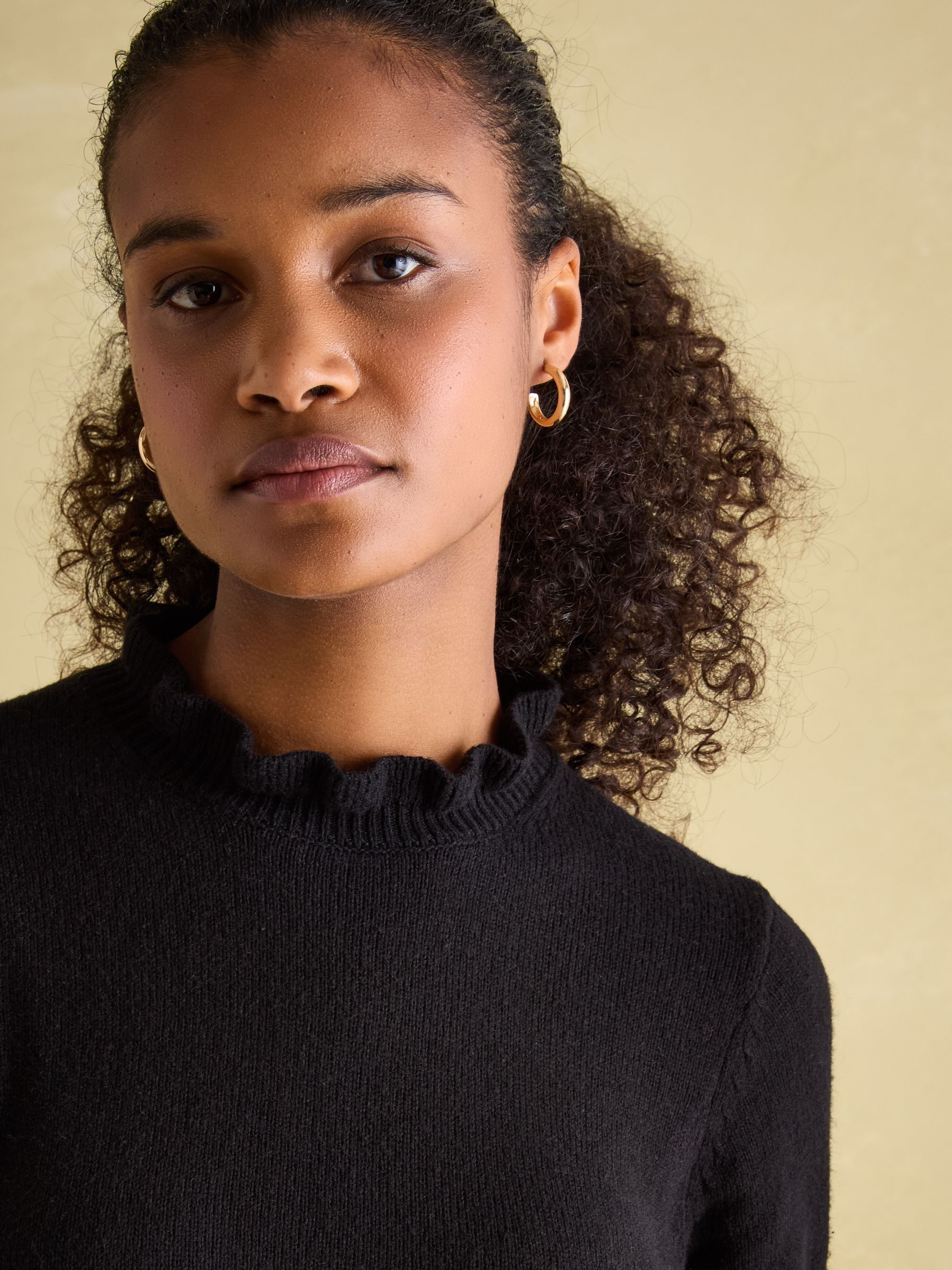 Edith Black Frill Neck Jumper - Image 5 of 6
