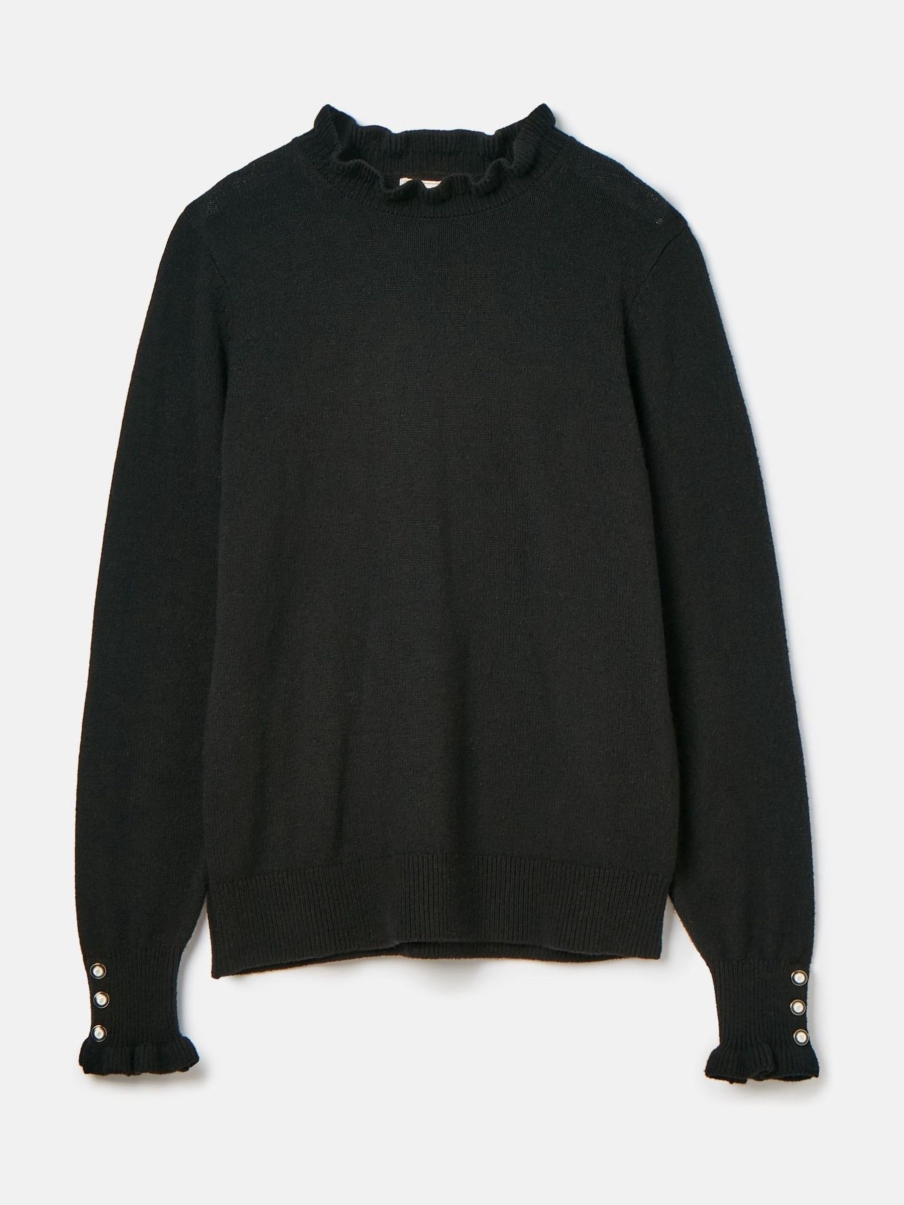 Edith Black Frill Neck Jumper - Image 6 of 6