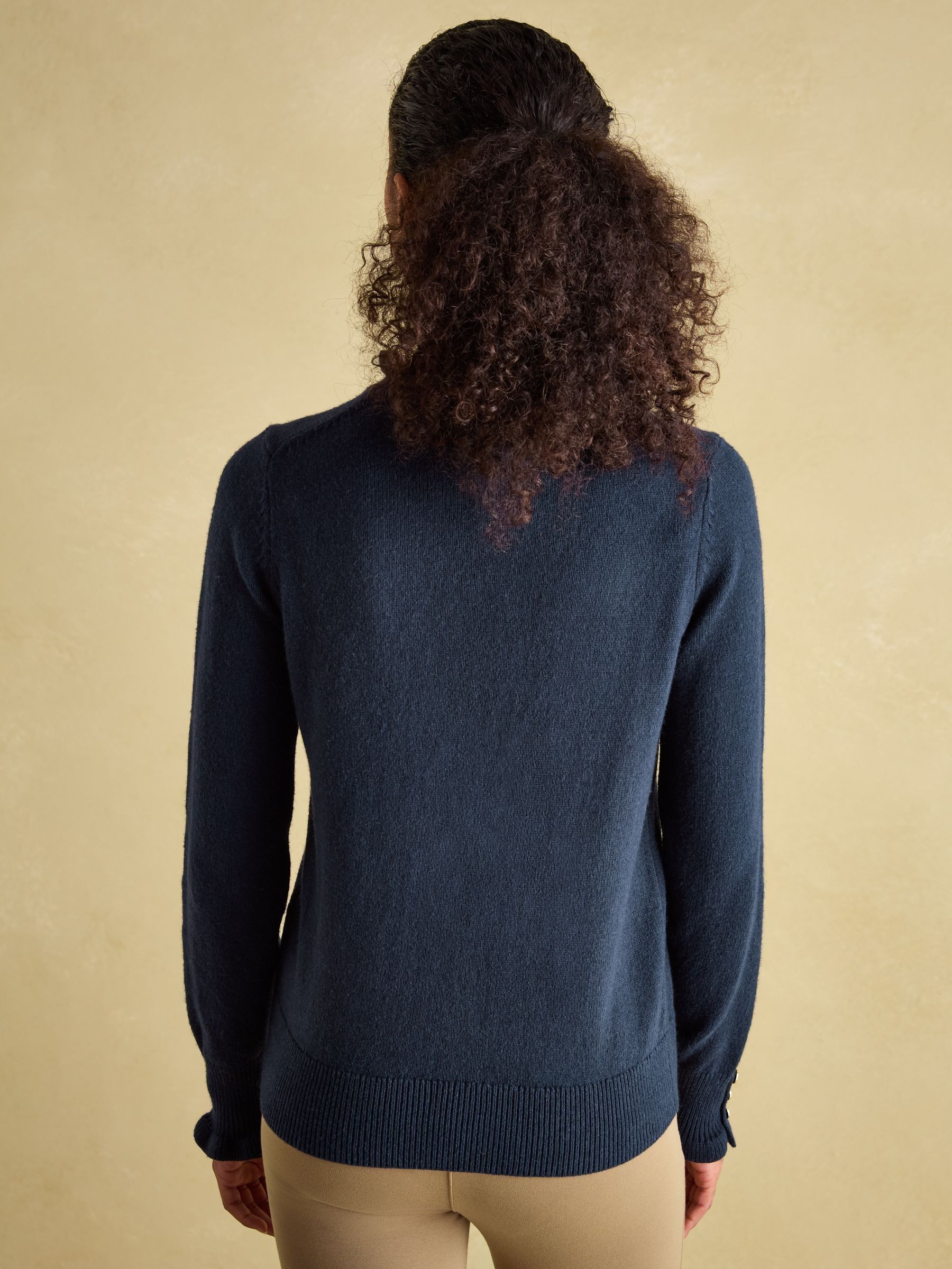 Edith Navy Frill Neck Jumper - Image 2 of 6