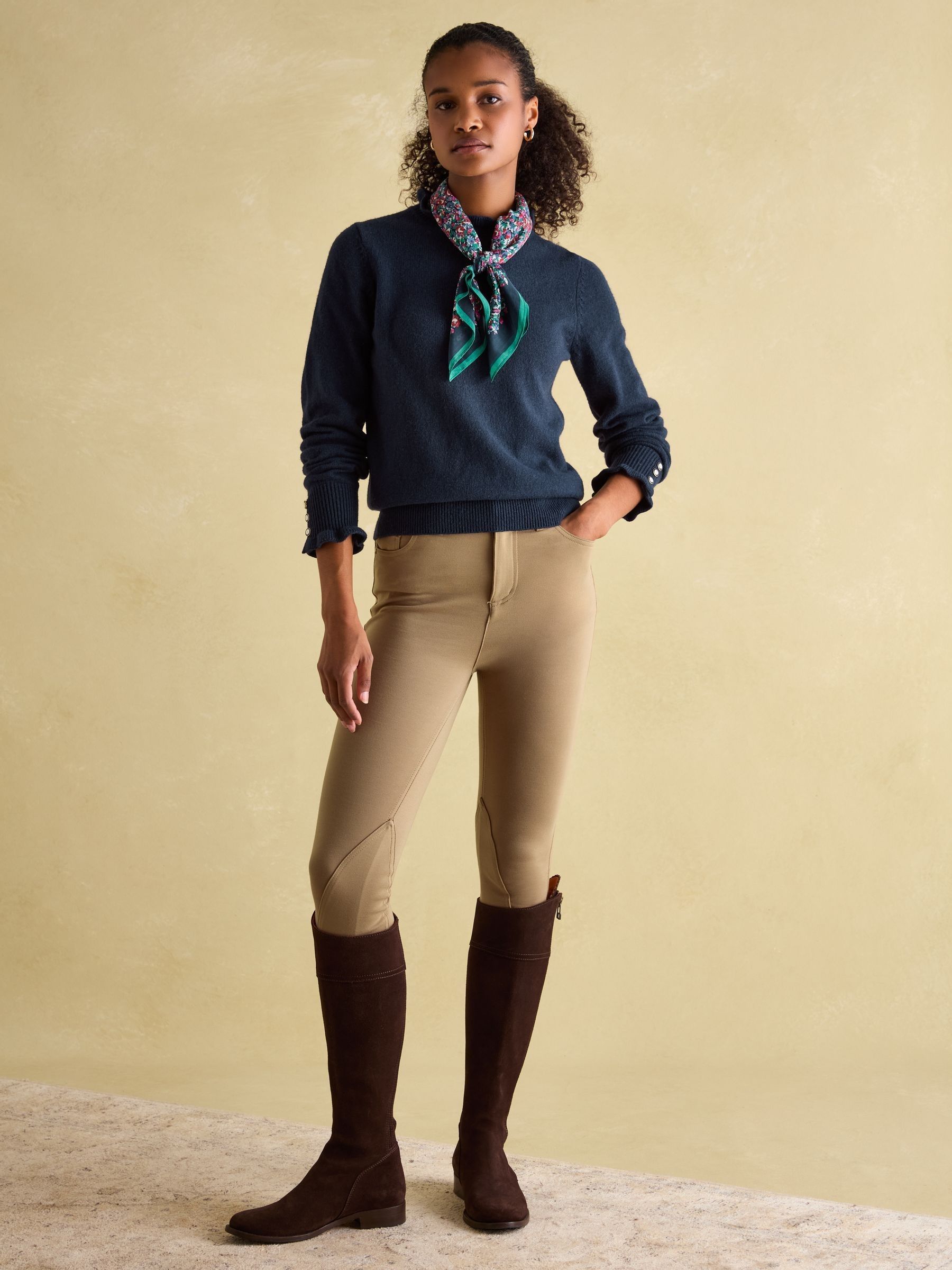 Edith Navy Frill Neck Jumper - Image 3 of 6