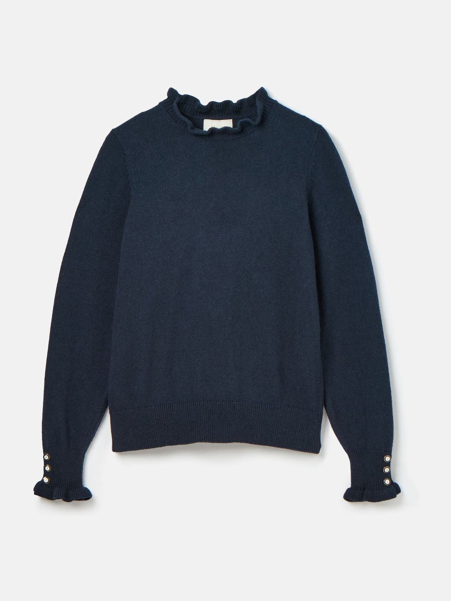 Edith Navy Frill Neck Jumper - Image 6 of 6