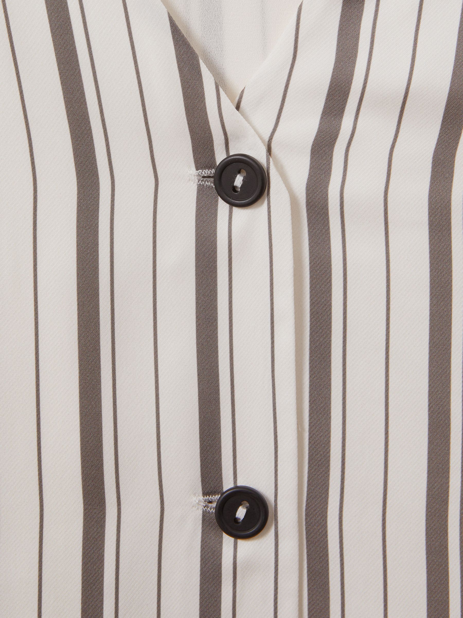 Striped Drawstring Hem Waistcoat in Ivory/Grey - Image 6 of 6