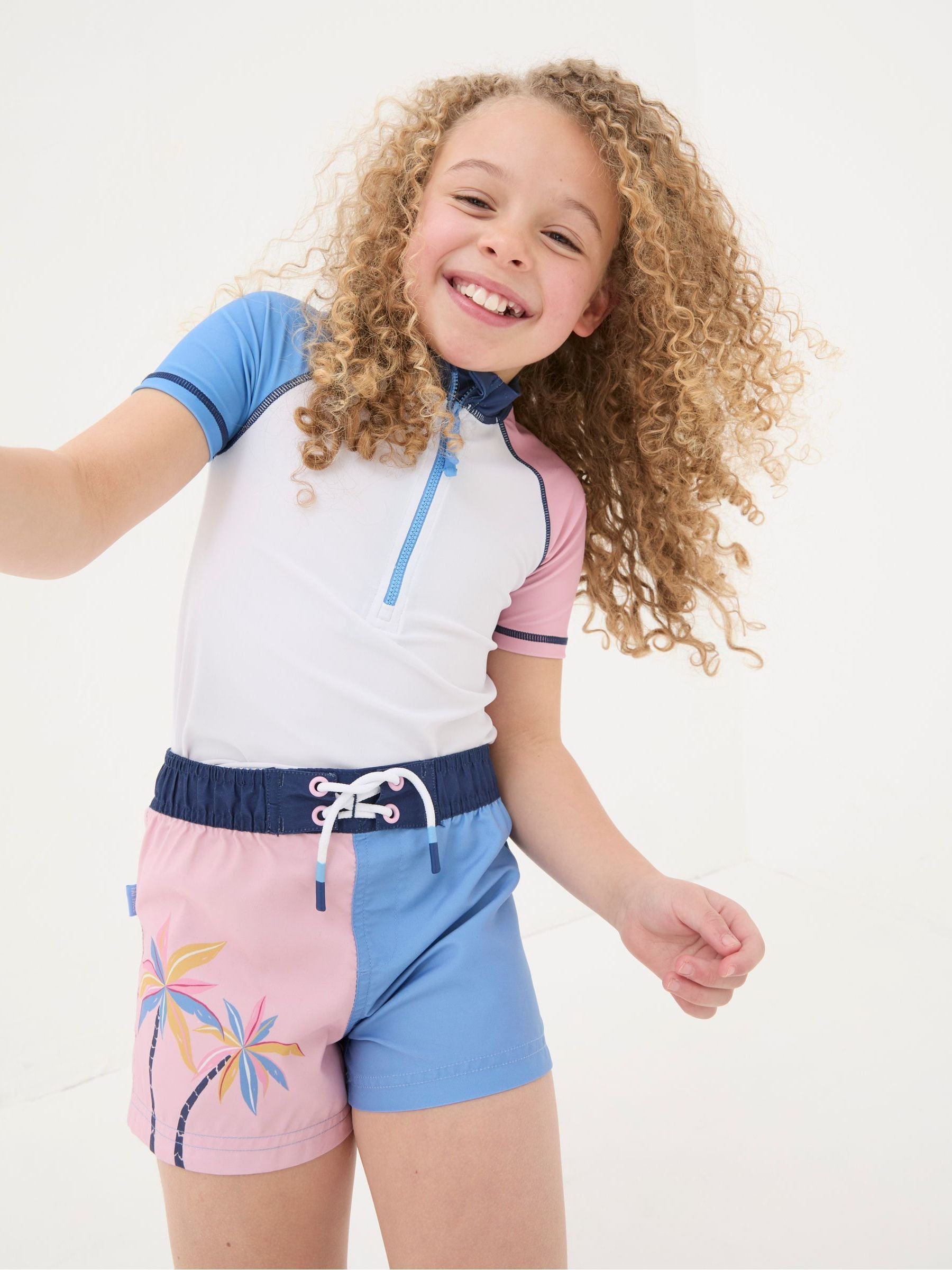Pink Colourblock Swim Shorts - Image 1 of 4