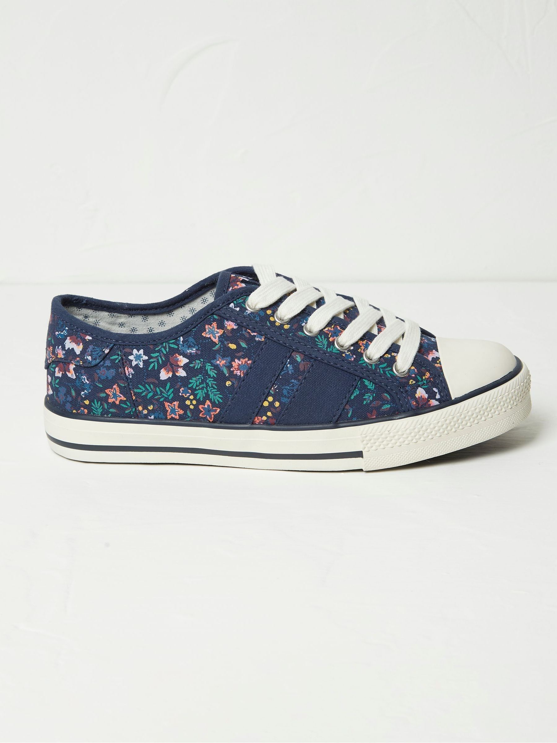 Raya Blue Canvas Lace-Up Trainers - Image 1 of 3